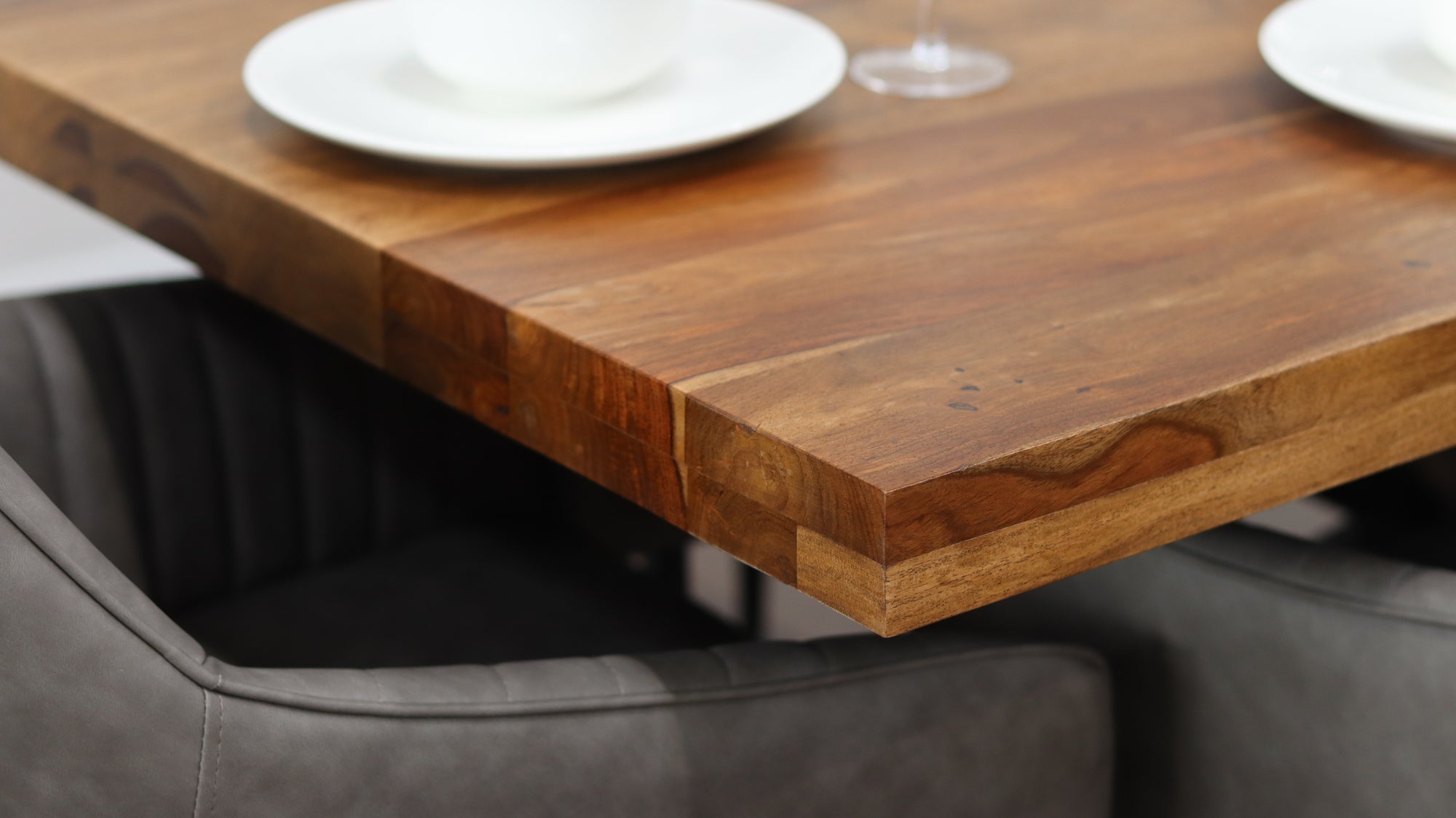 Hoxton 1.75M Dining Table + 6 EZ Grey PU