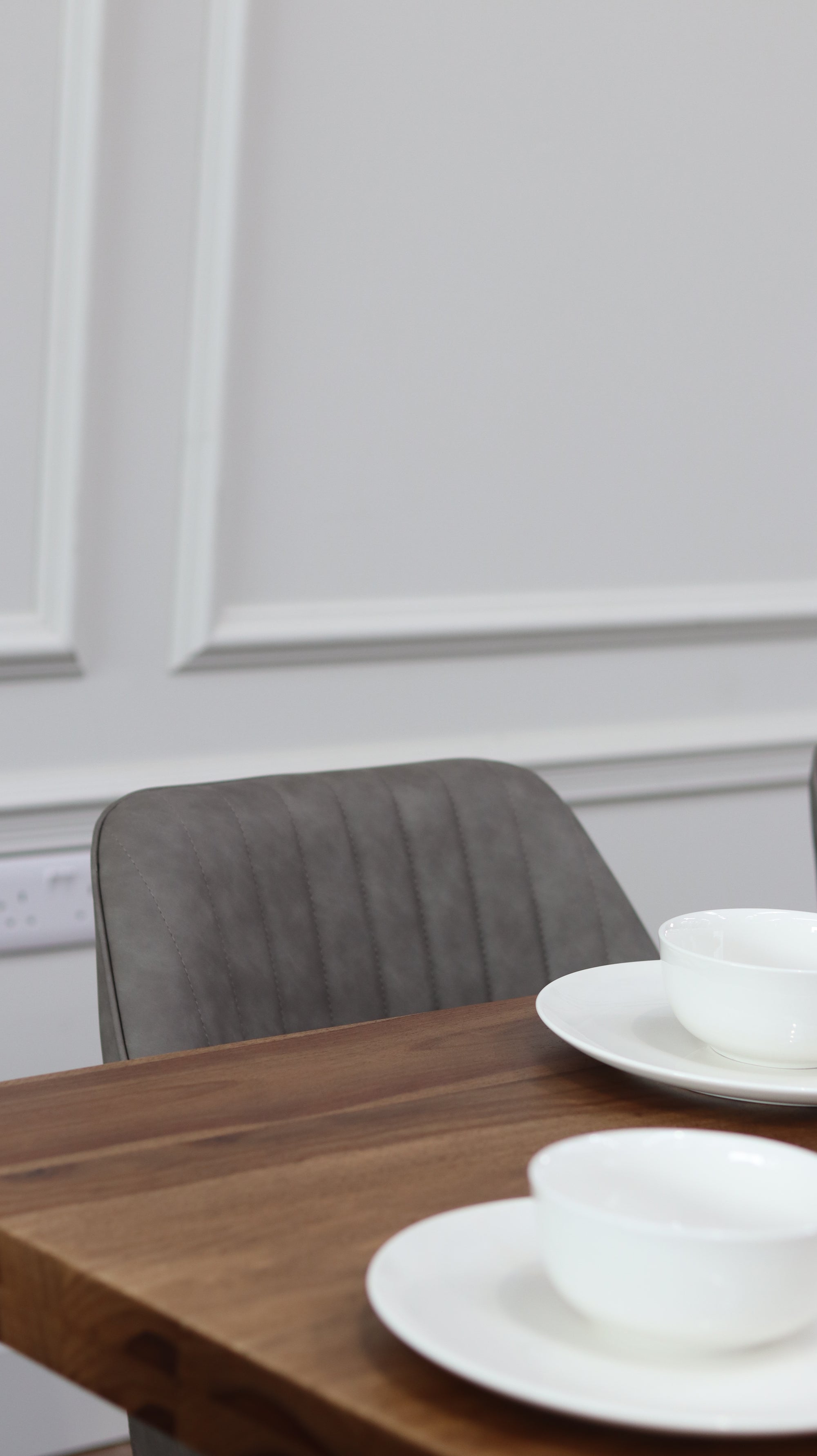 Hoxton 1.75M Dining Table + 6 EZ Grey PU