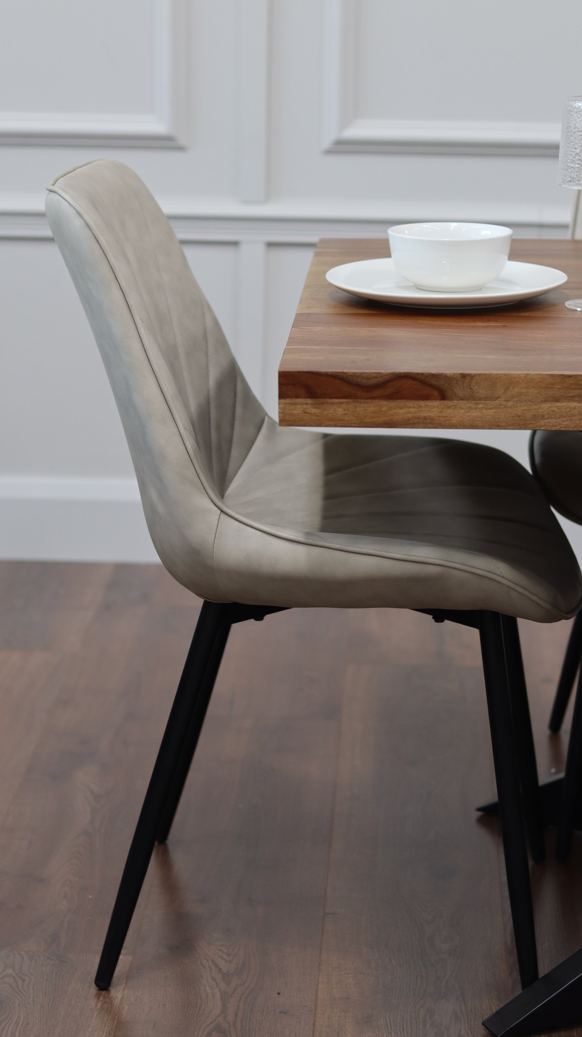 Hoxton 1.75M Dining Table + 6 Tilly Taupe PU