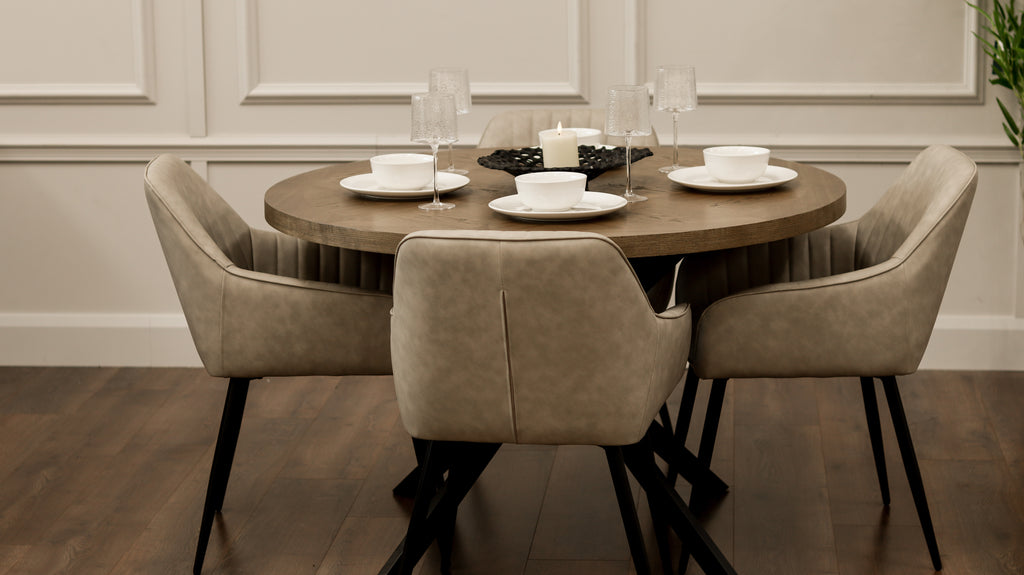 Carson 1.2m + 4 EZ Taupe PU Chairs