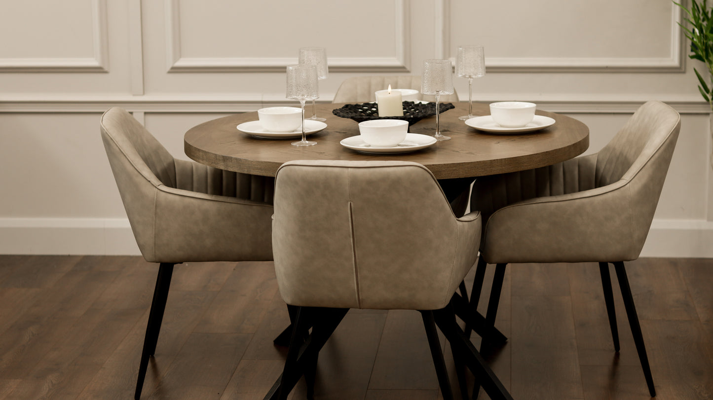 Carson 1.2m + 4 EZ Taupe PU Chairs
