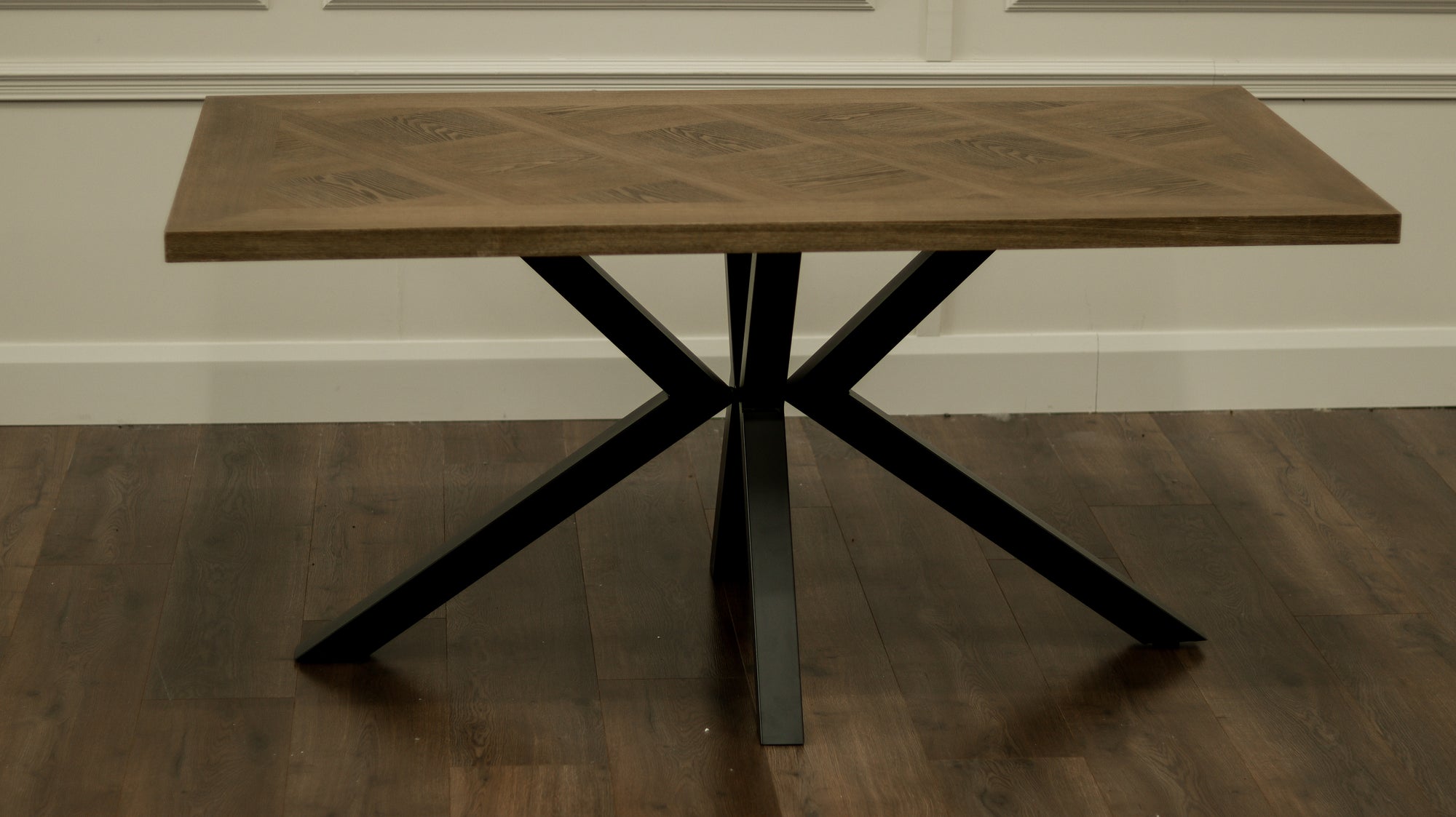 Hugo 1.6m Medium Oak Veneer+ 6 Tilly Taupe PU Chairs