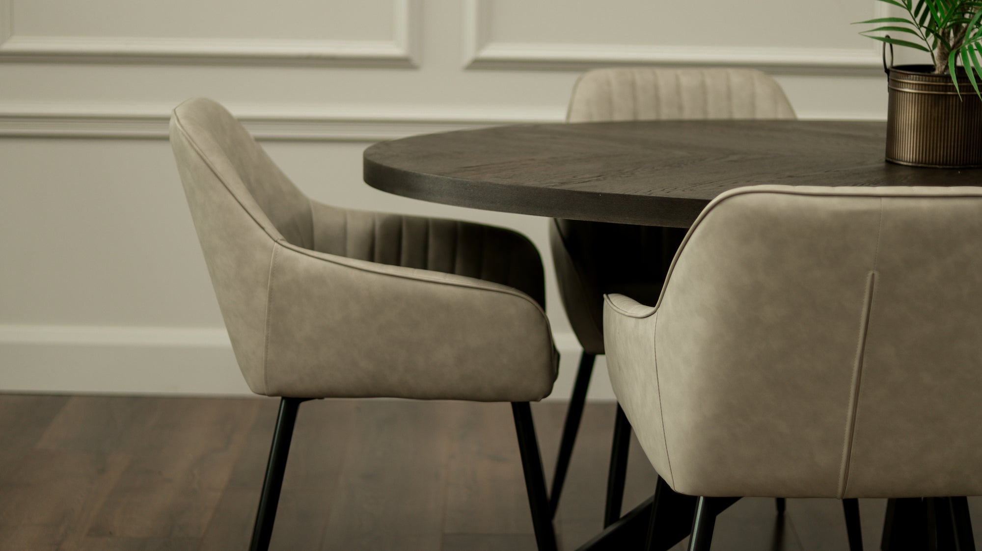 Samara 1.8m Oval Table + 6 EZ Chairs Taupe PU