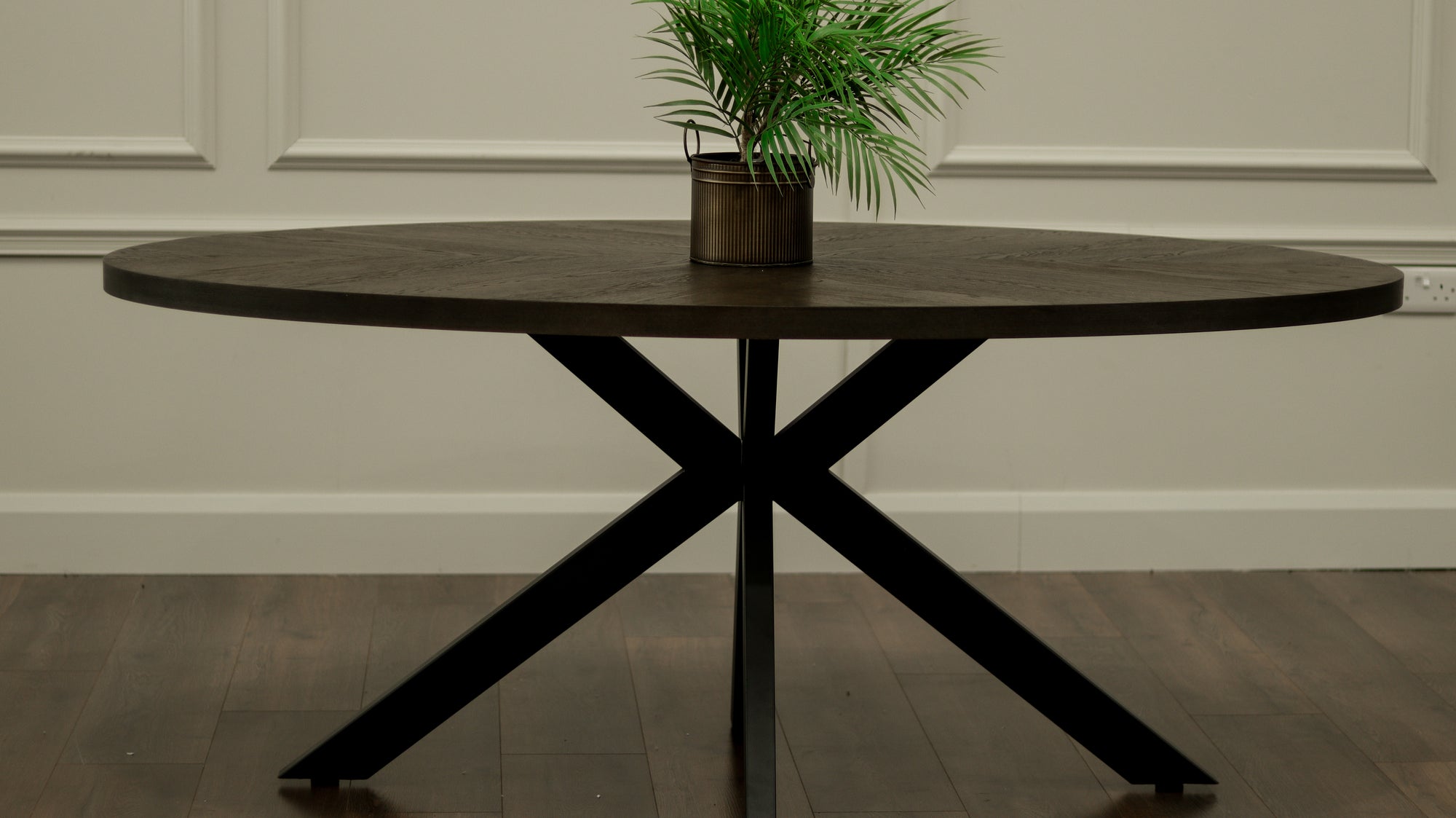 Samara 1.8m Oval Table + 6 Tilly Chairs Taupe PU