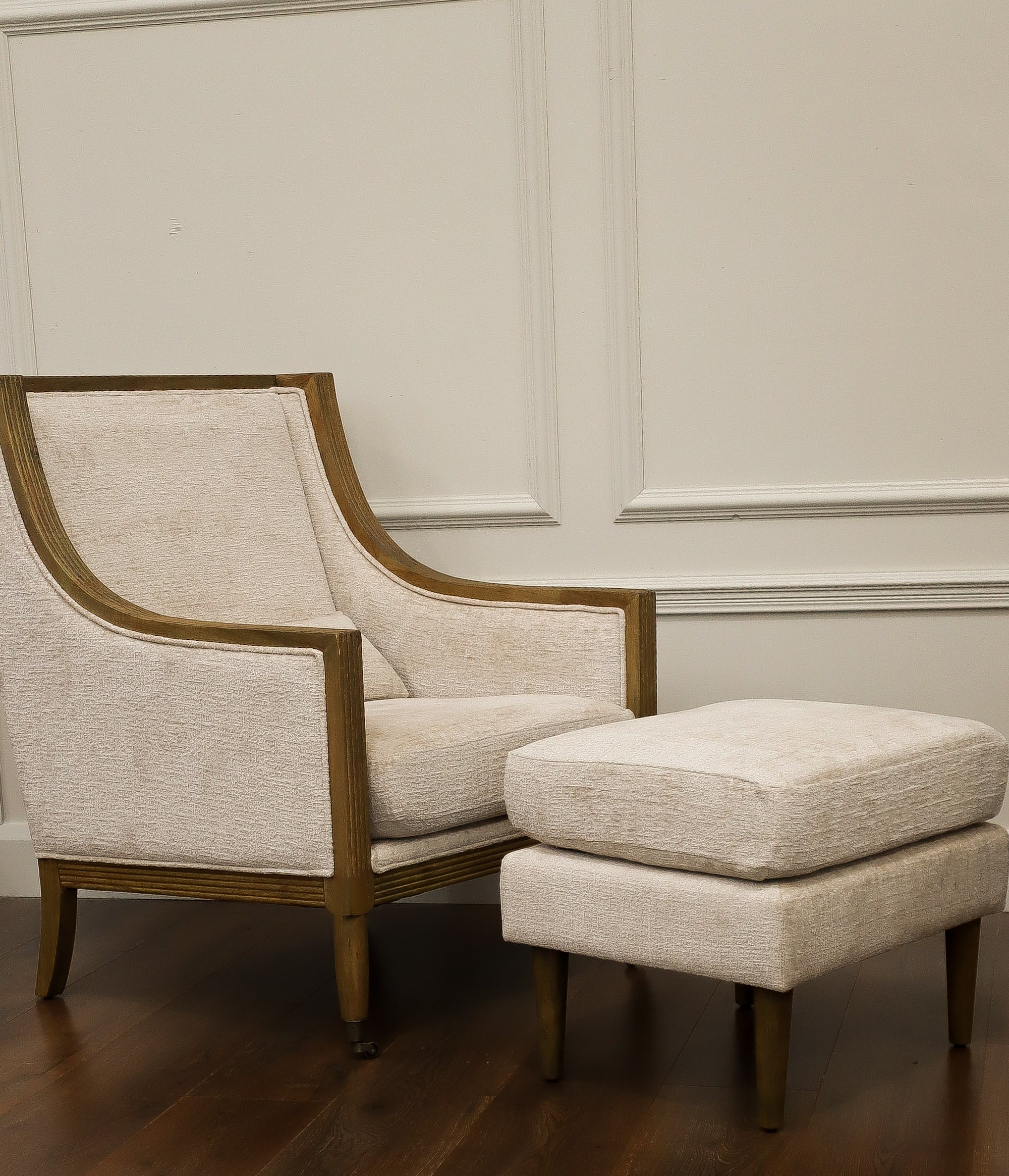 Accent Chair + Footstool - Oatmeal Linen