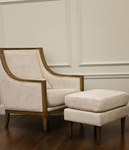 Accent Chair + Footstool - Oatmeal Linen
