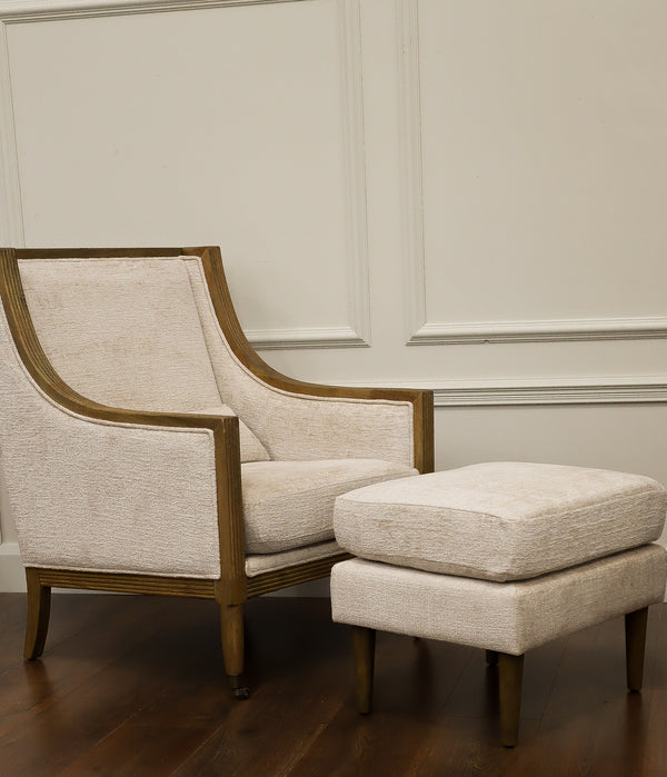 Accent Chair + Footstool - Oatmeal Linen