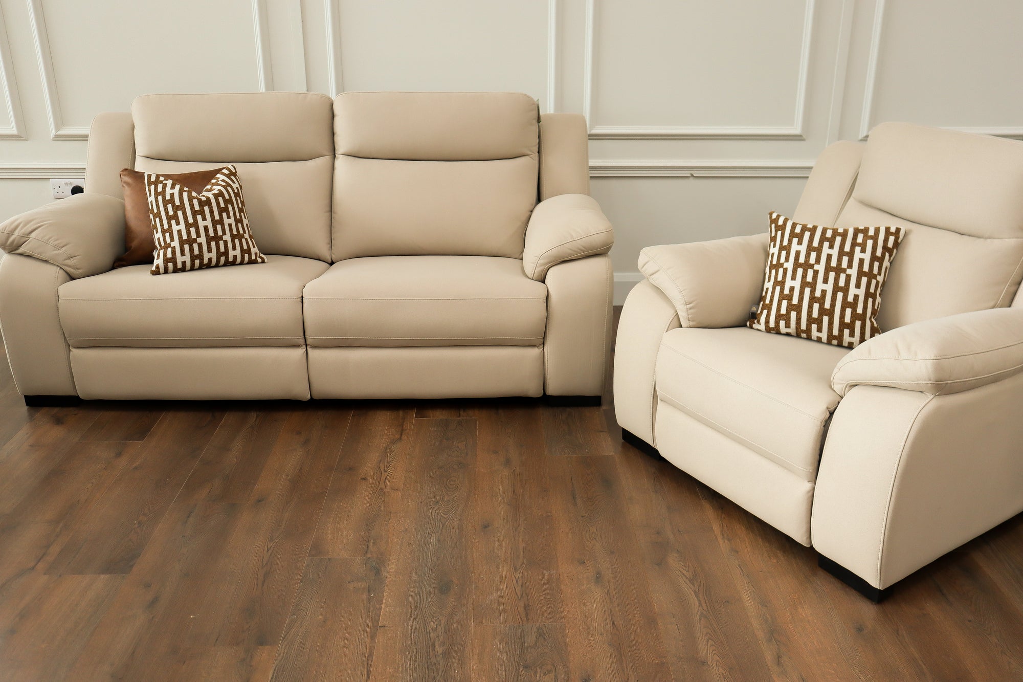 Heydon Power Recliner Sofa Range - Stone Mircofiber