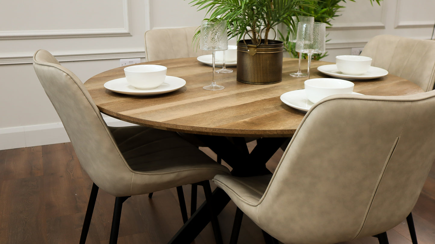 Epsom Rustic Oak 1.2m + 4 Tilly  Taupe PU