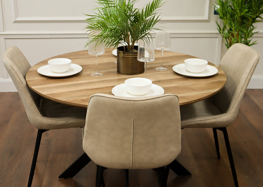 Epsom Rustic Oak 1.2m + 4 Tilly  Taupe PU