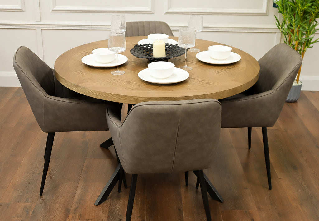 Carson 1.2m + 4 EZ Grey PU Chairs