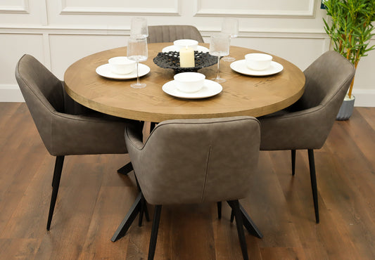 Carson 1.2m + 4 EZ Grey PU Chairs
