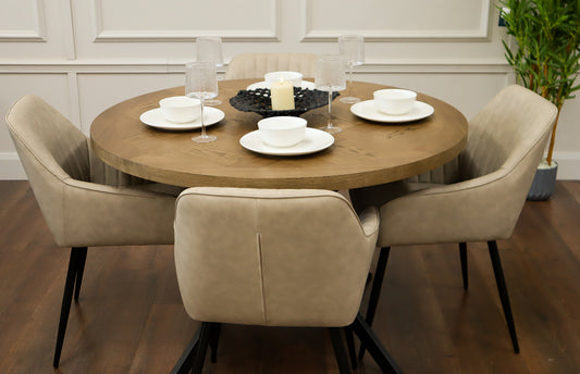 Carson 1.2m + 4 EZ Taupe PU Chairs