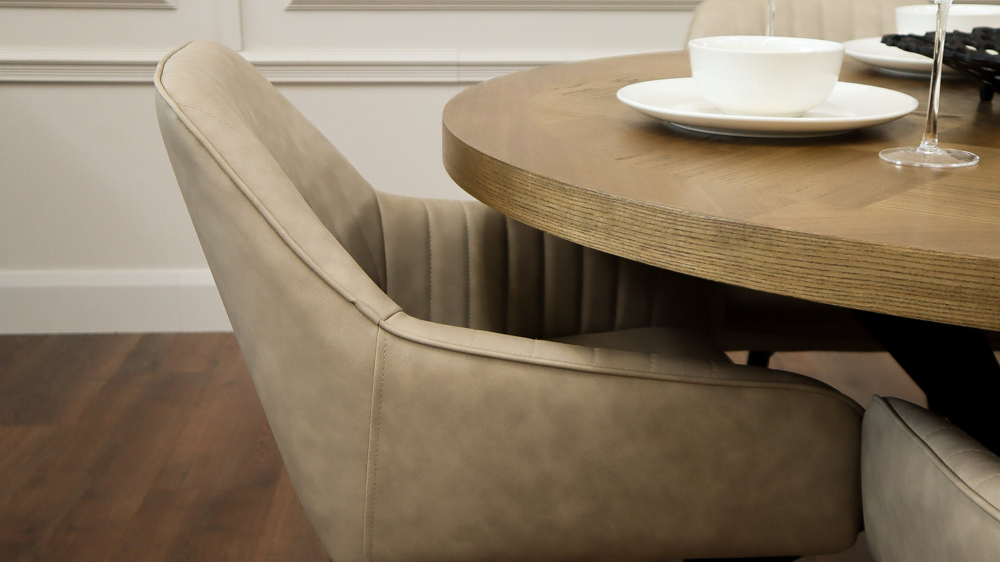 Carson 1.2m + 4 EZ Taupe PU Chairs
