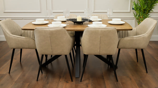 Hampton 1.6m + 6 EZ Taupe PU Chairs