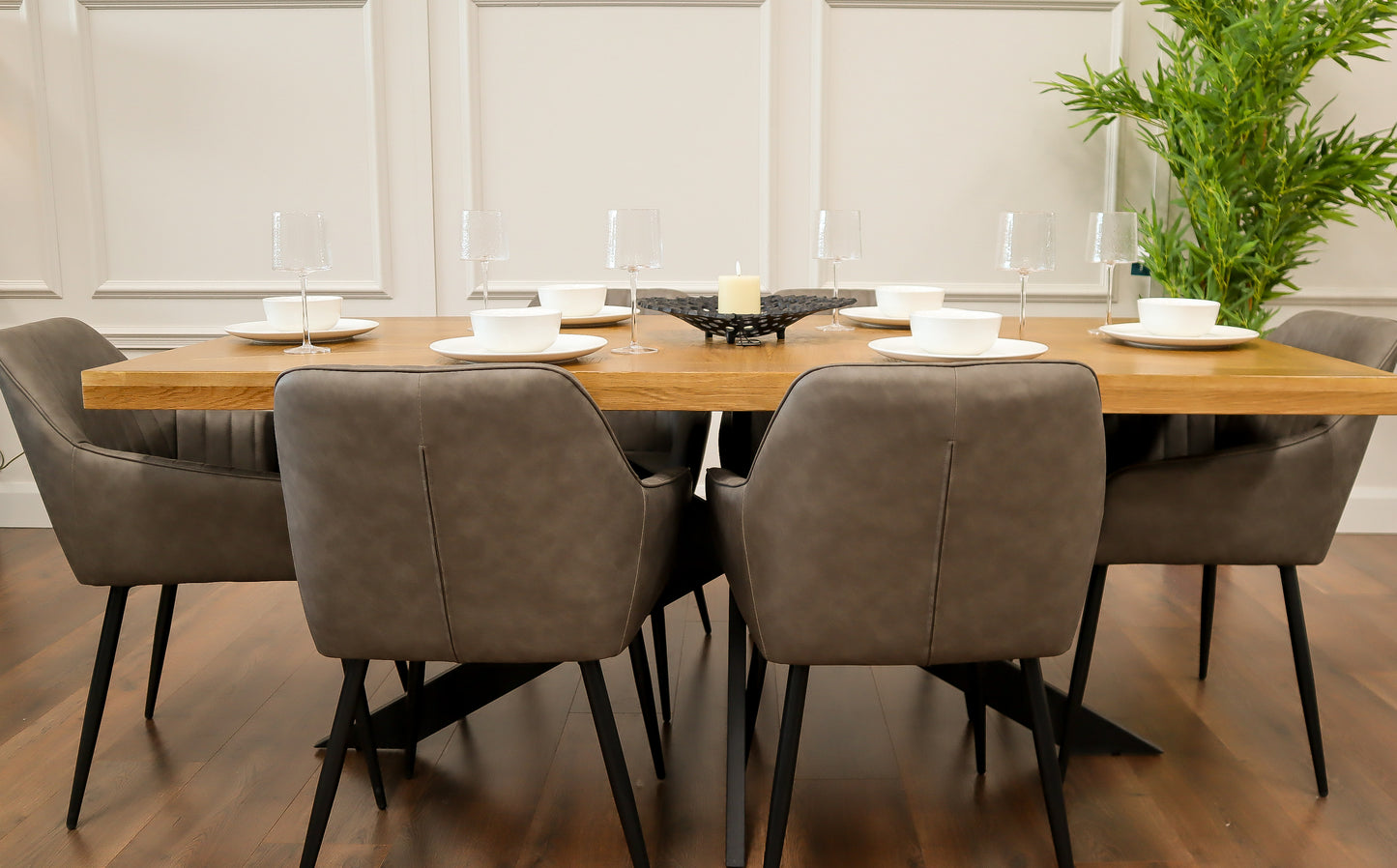 Windsor - 1.9m Table + 6 EZ Smoke Grey PU