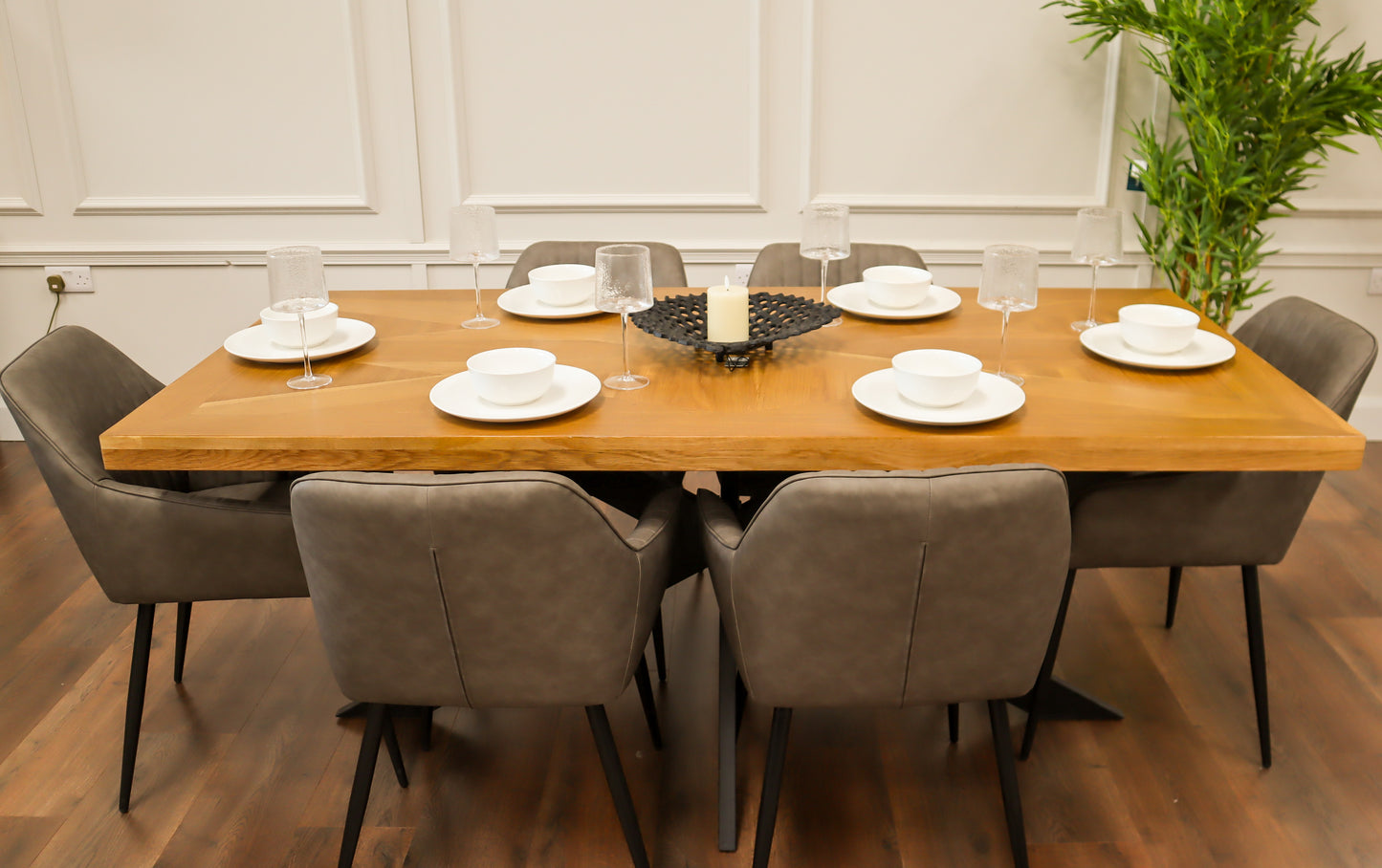 Windsor - 1.9m Table + 6 EZ Smoke Grey PU