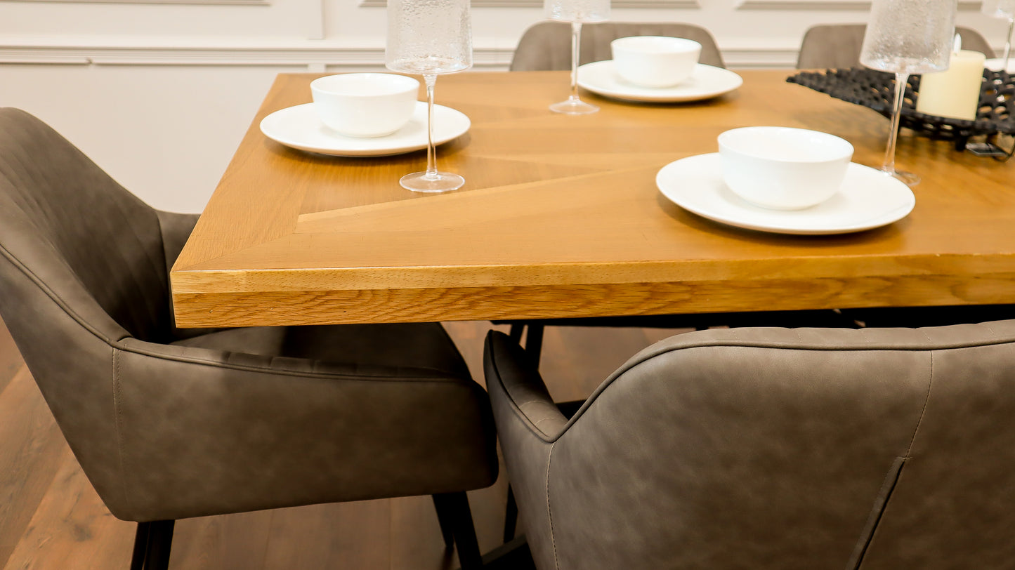 Windsor - 1.9m Table + 6 EZ Smoke Grey PU