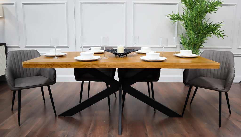 Windsor - 1.9m Table + 6 EZ Smoke Grey PU