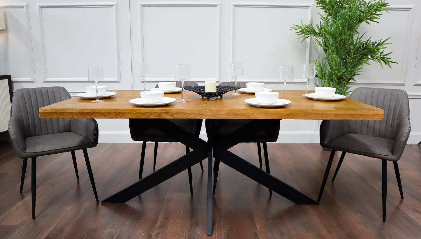 Windsor - 1.9m Table + 6 EZ Smoke Grey PU