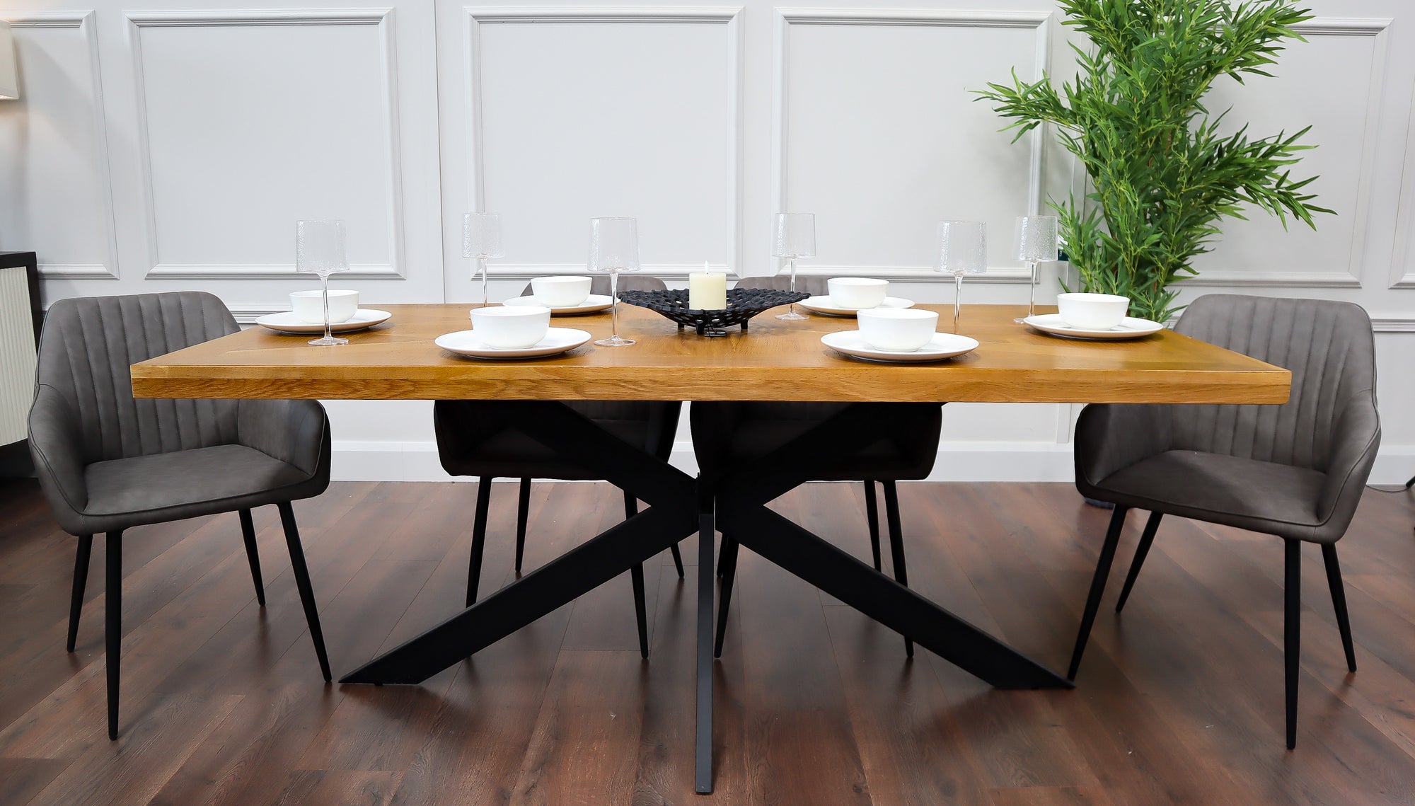 Windsor - 1.9m Table + 6 EZ Smoke Grey PU