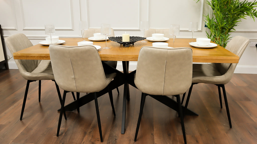 Windsor - 1.9m Table + 6 Tilly Taupe PU