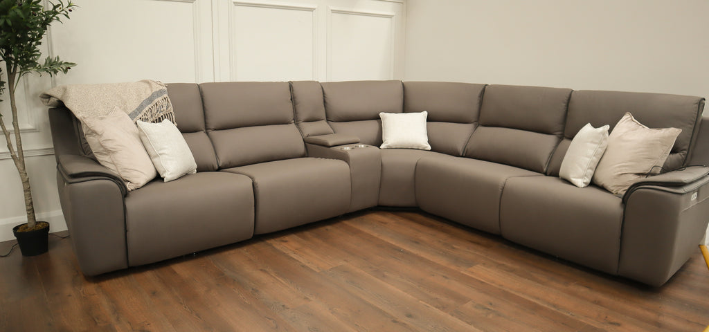 Luxor Power Corner - Dark Taupe  Microfibre Fabric