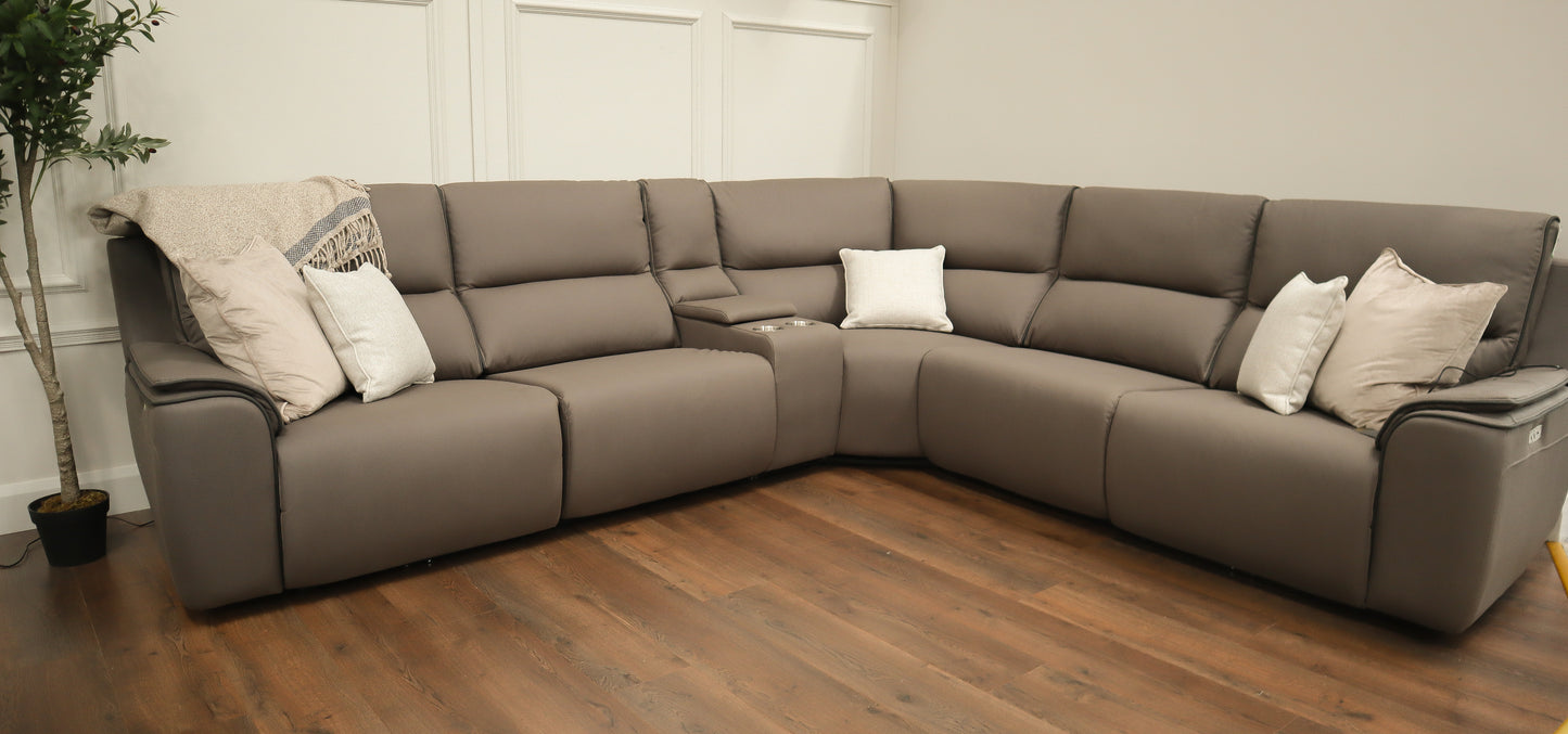 Luxor Power Corner - Dark Taupe  Microfibre Fabric