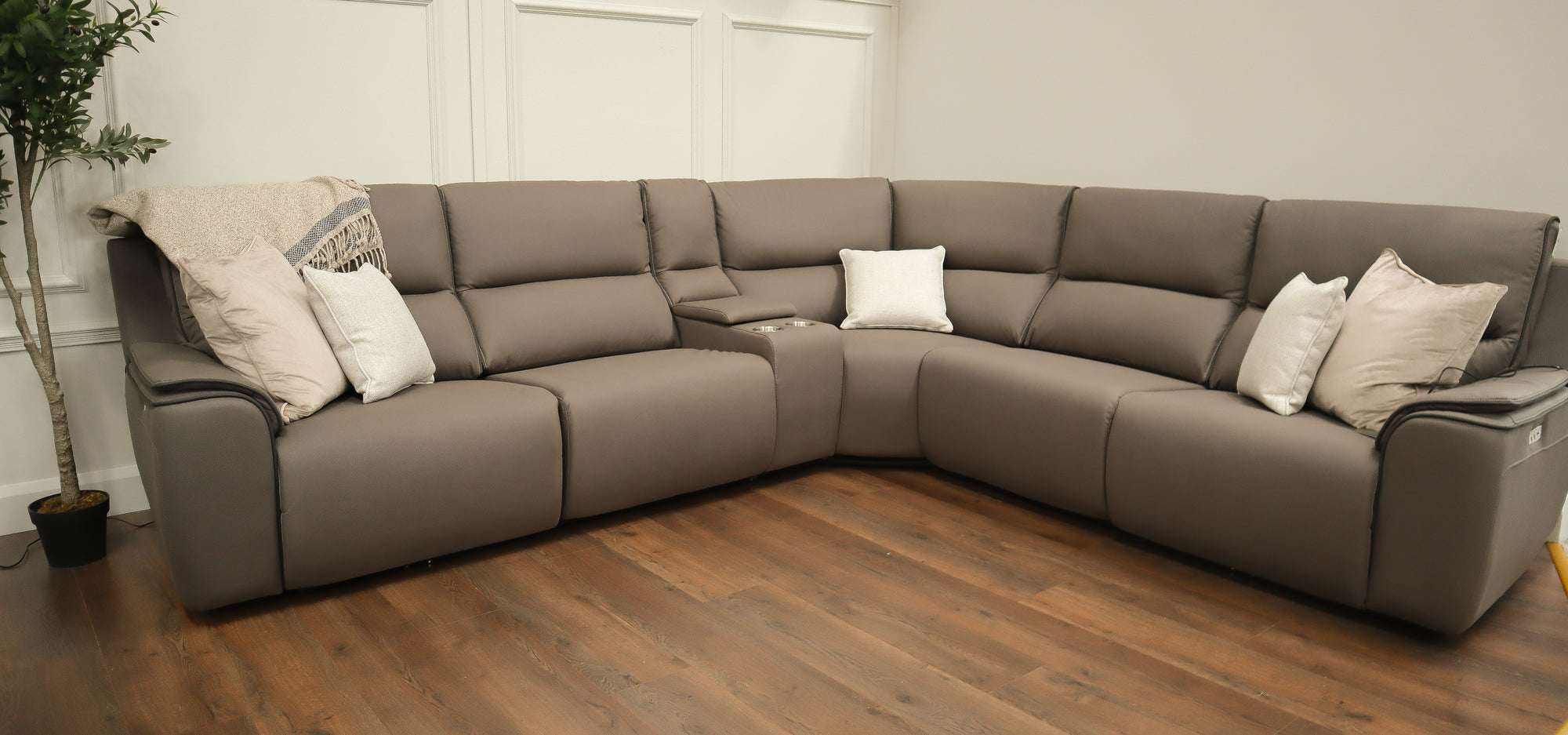 Luxor Power Corner - Dark Taupe  Microfibre Fabric