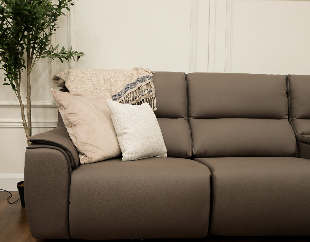 Luxor Power Corner - Dark Taupe  Microfibre Fabric