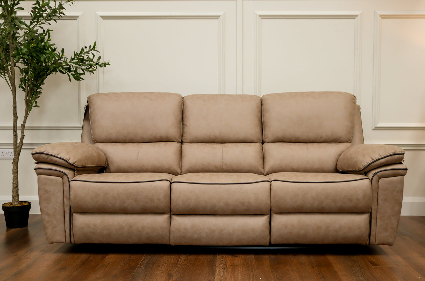 Brianna 3 + 2 reclining Sofa Range - Taupe Suede Fabric