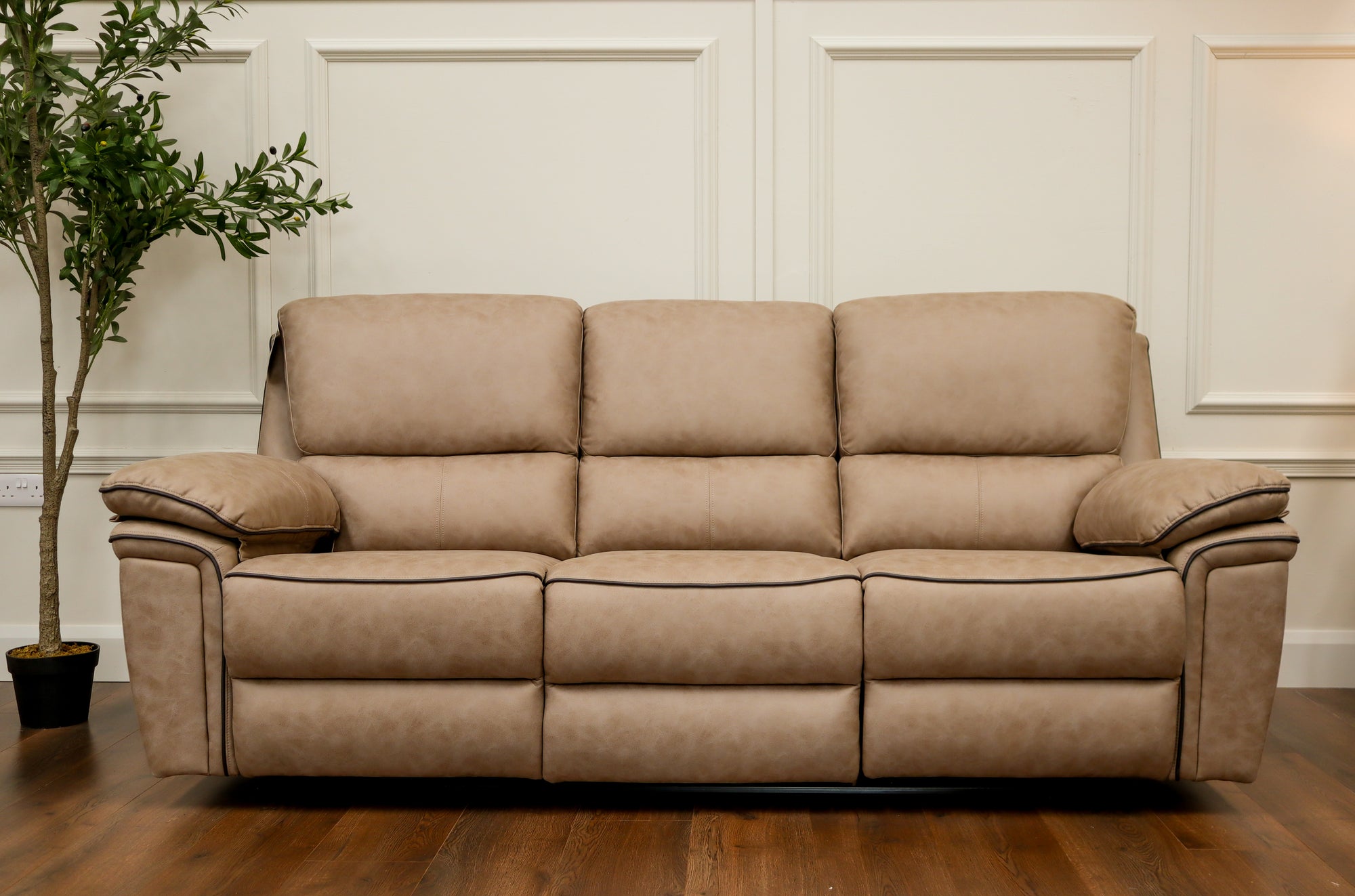 Brianna 3 + 2 reclining Sofa Range - Taupe Suede Fabric