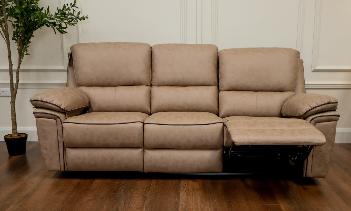 Brianna 3 + 2 +1 reclining Sofa Range - Taupe Suede Fabric