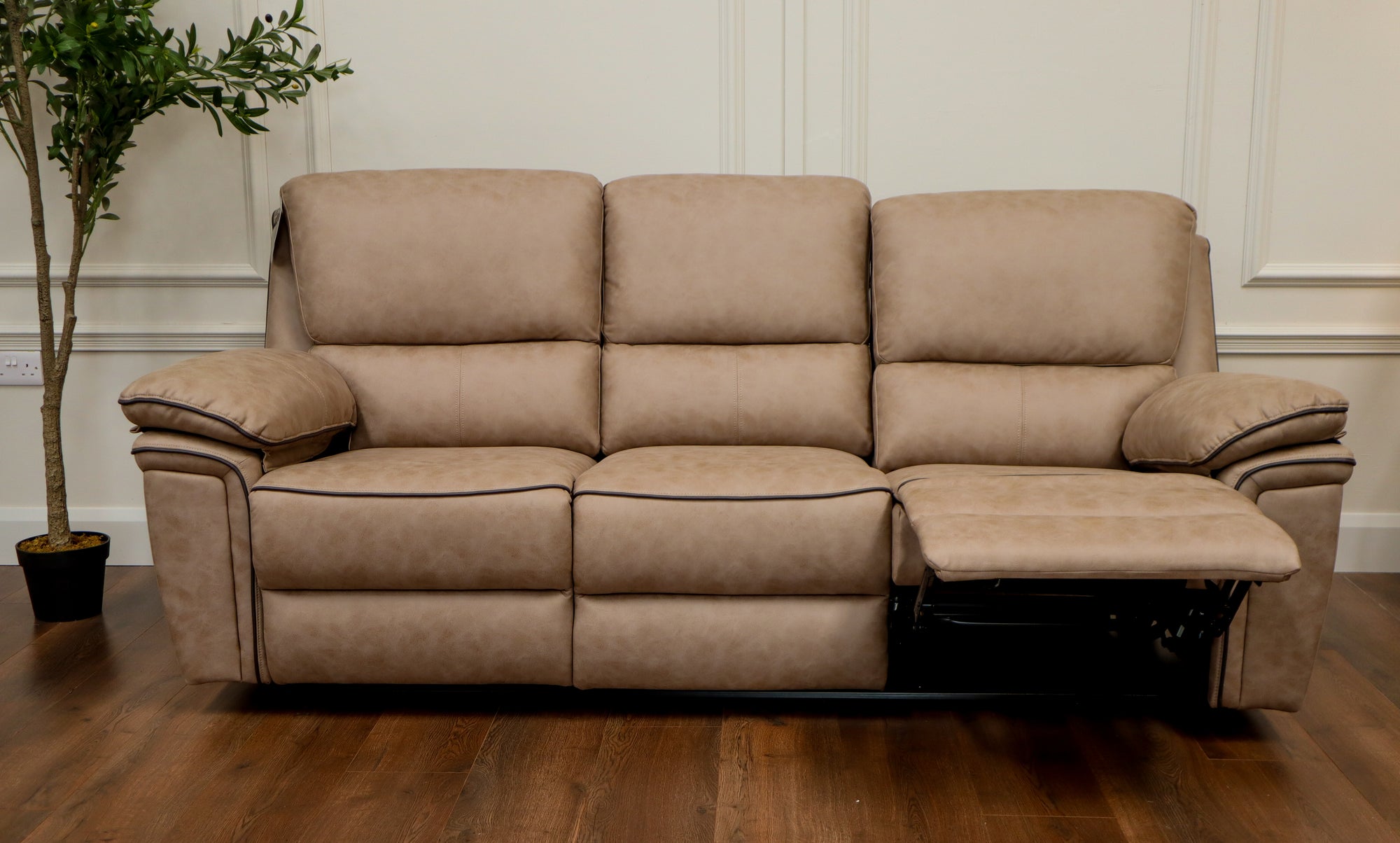 Brianna 3 + 2 +1 reclining Sofa Range - Taupe Suede Fabric
