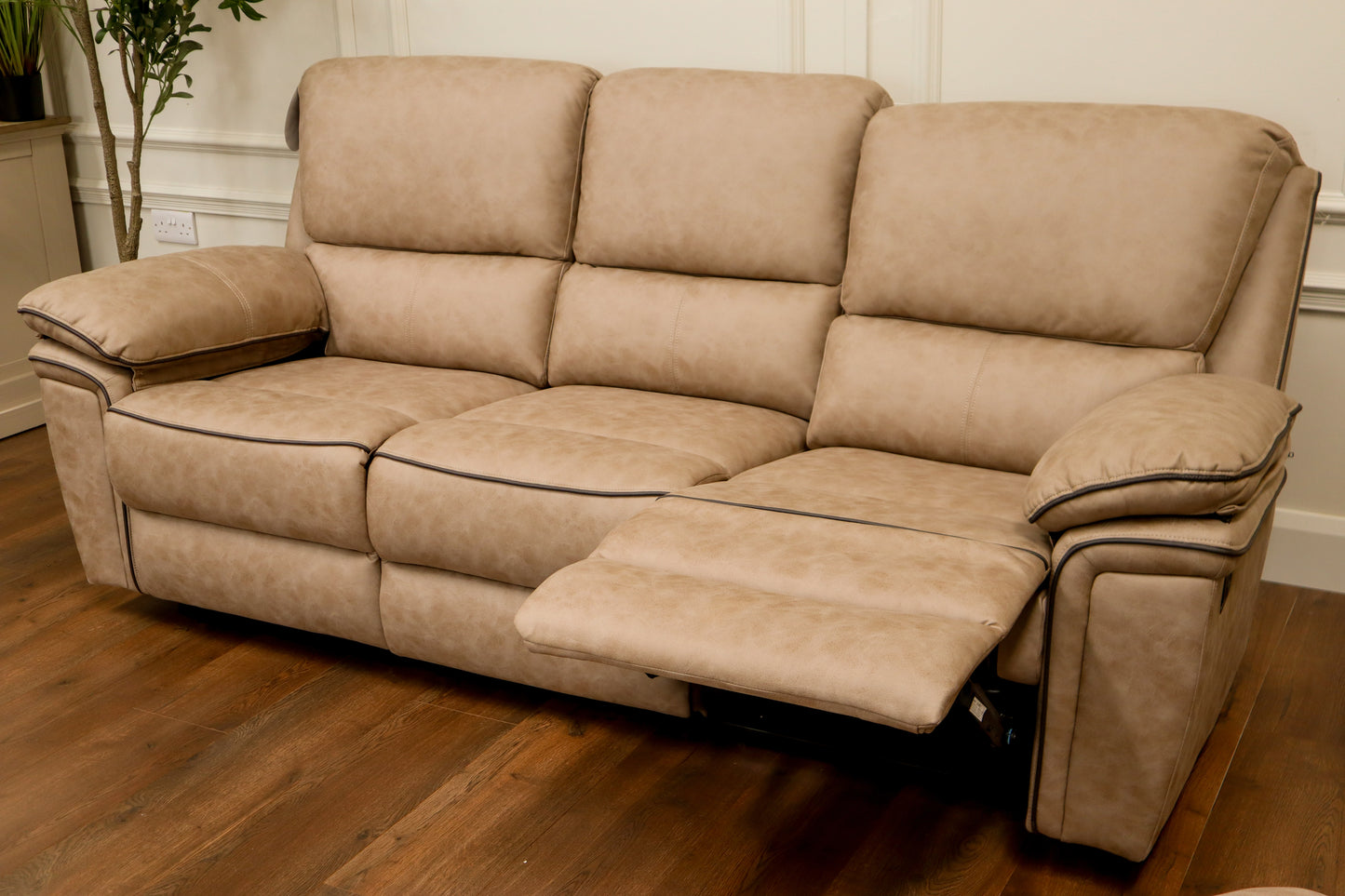 Brianna 3 + 2 +1 reclining Sofa Range - Taupe Suede Fabric