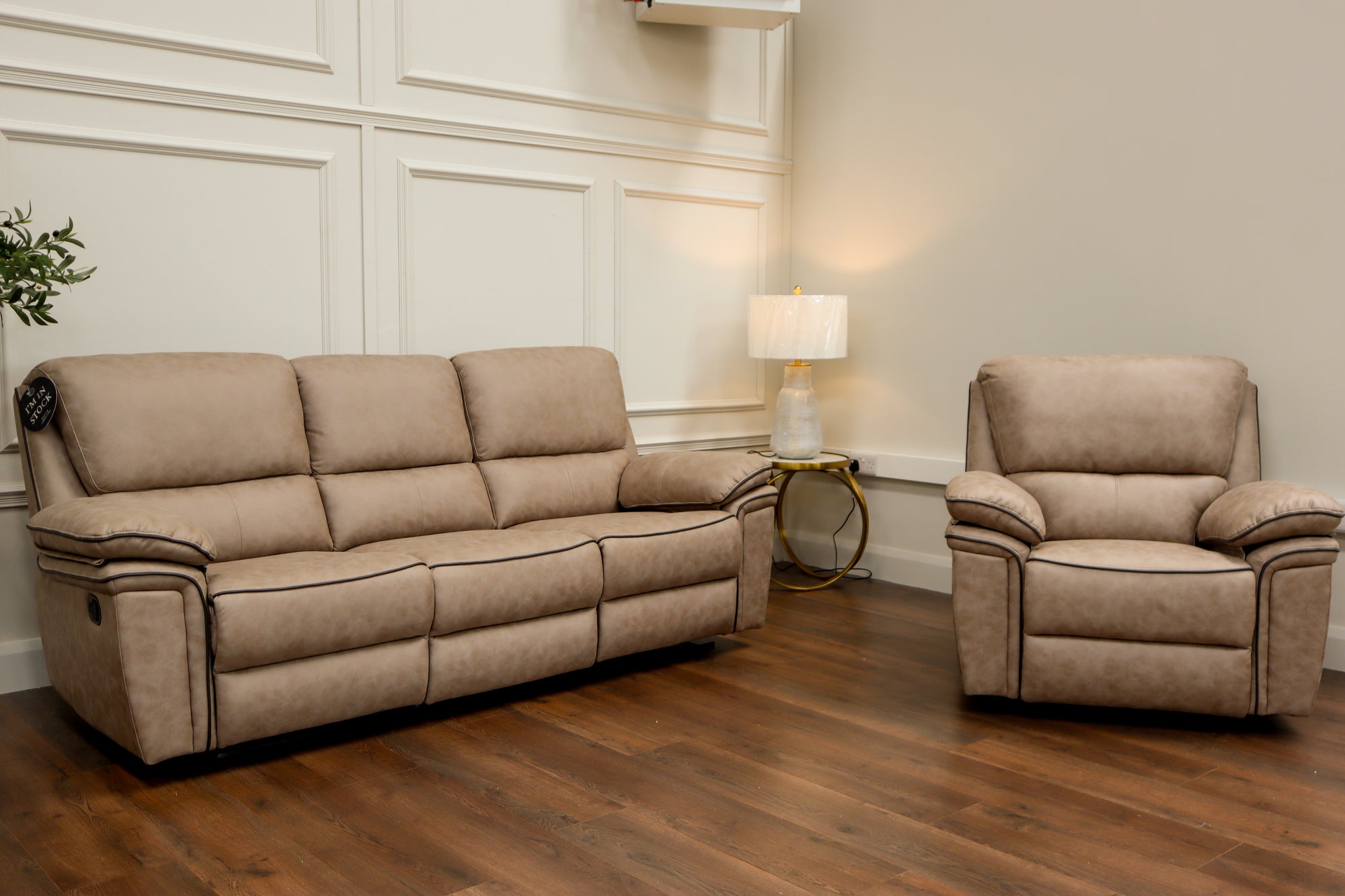 Brianna 3 + 2 reclining Sofa Range - Taupe Suede Fabric