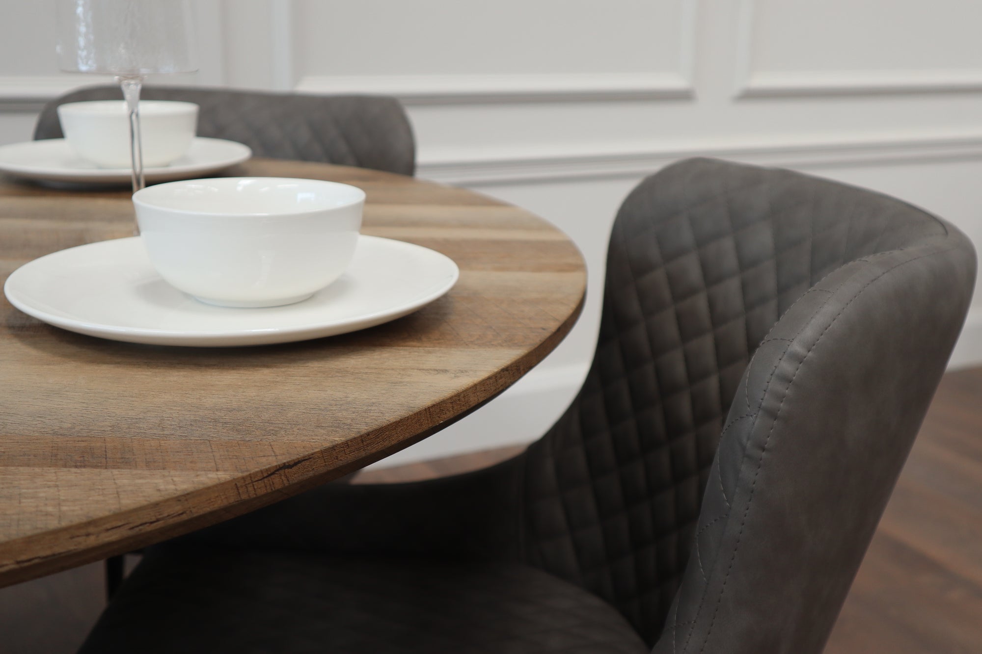 Epsom Rustic Oak 1.2m + 4 Diamond Grey PU Chairs