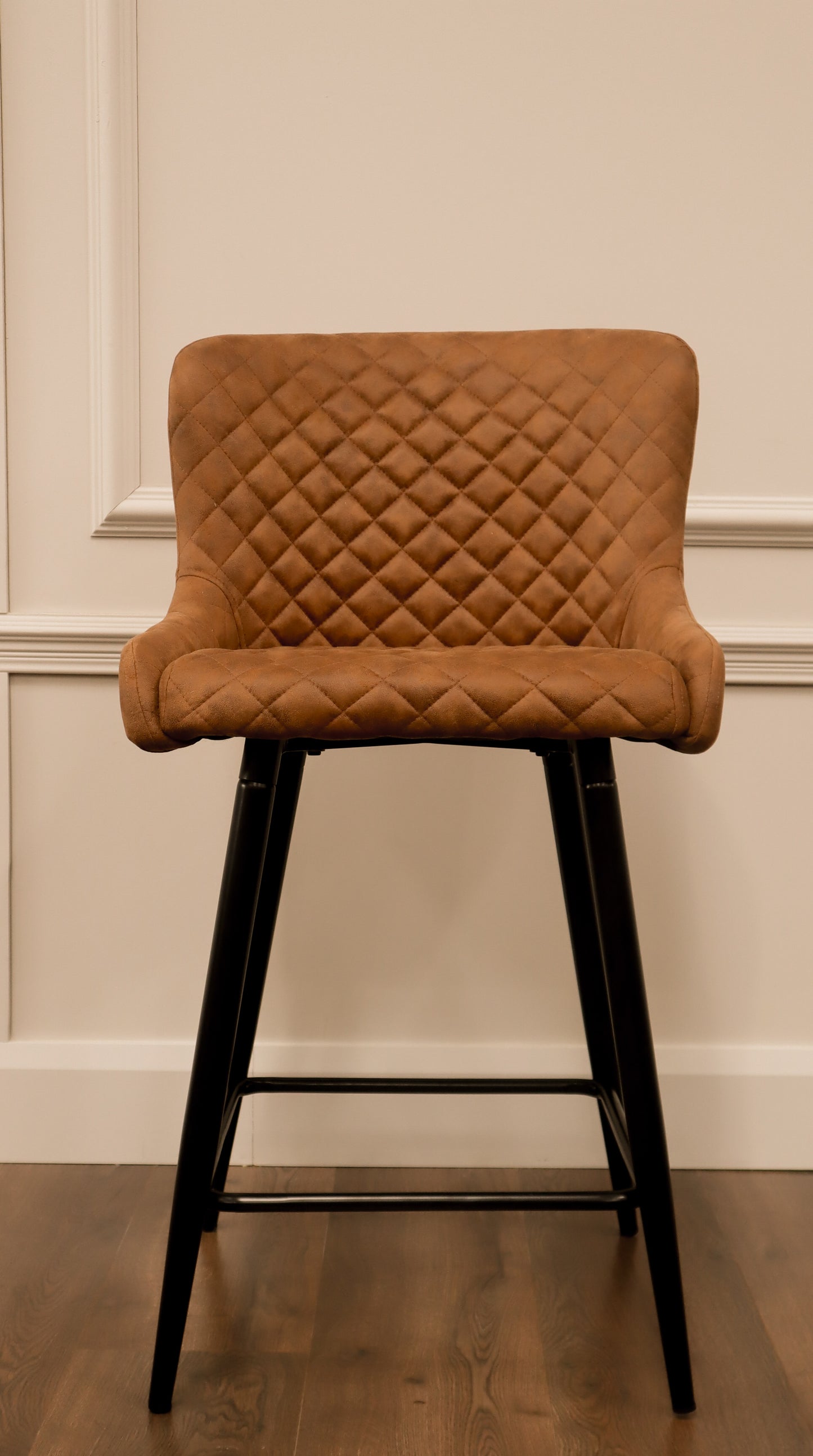 Diamond Bar Stool - Tan Suede