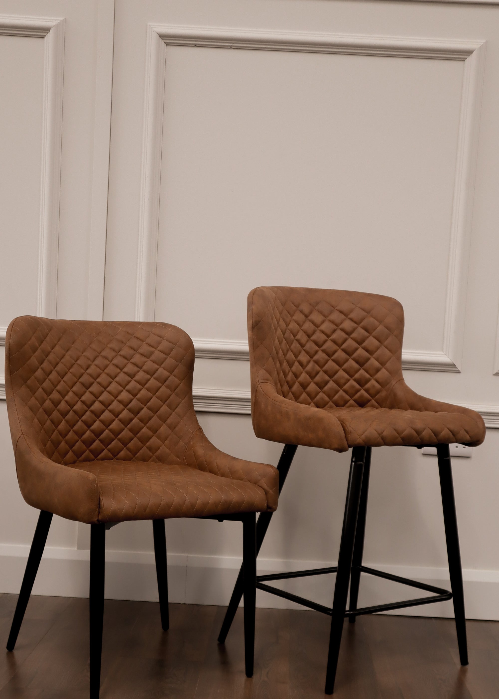 Diamond Dining Chair - Tan Suede