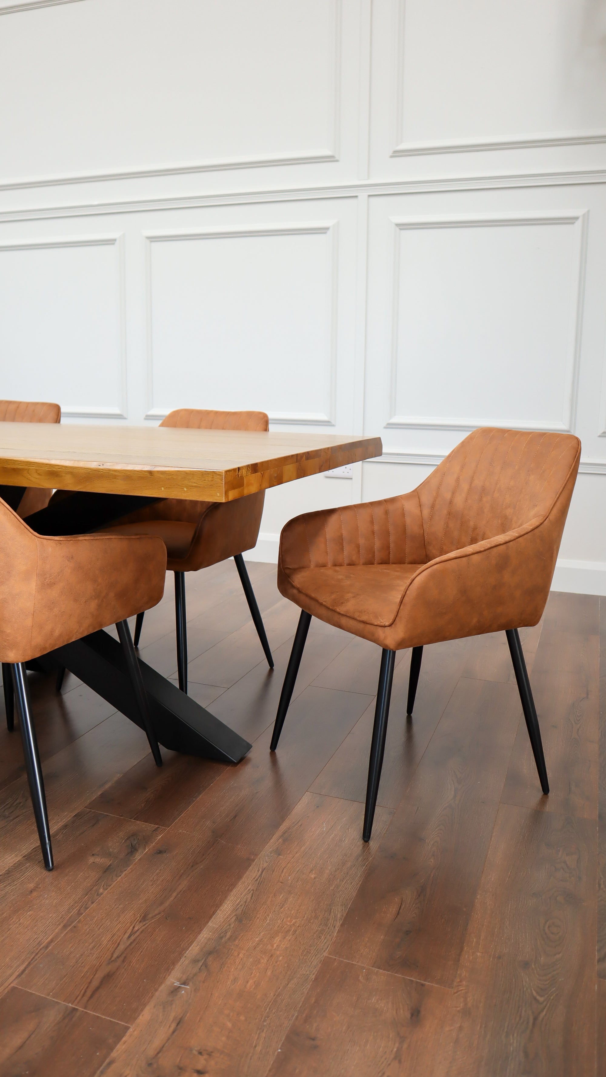 Richmond 2.1m Table + 6 EZ Tan Suede Chairs