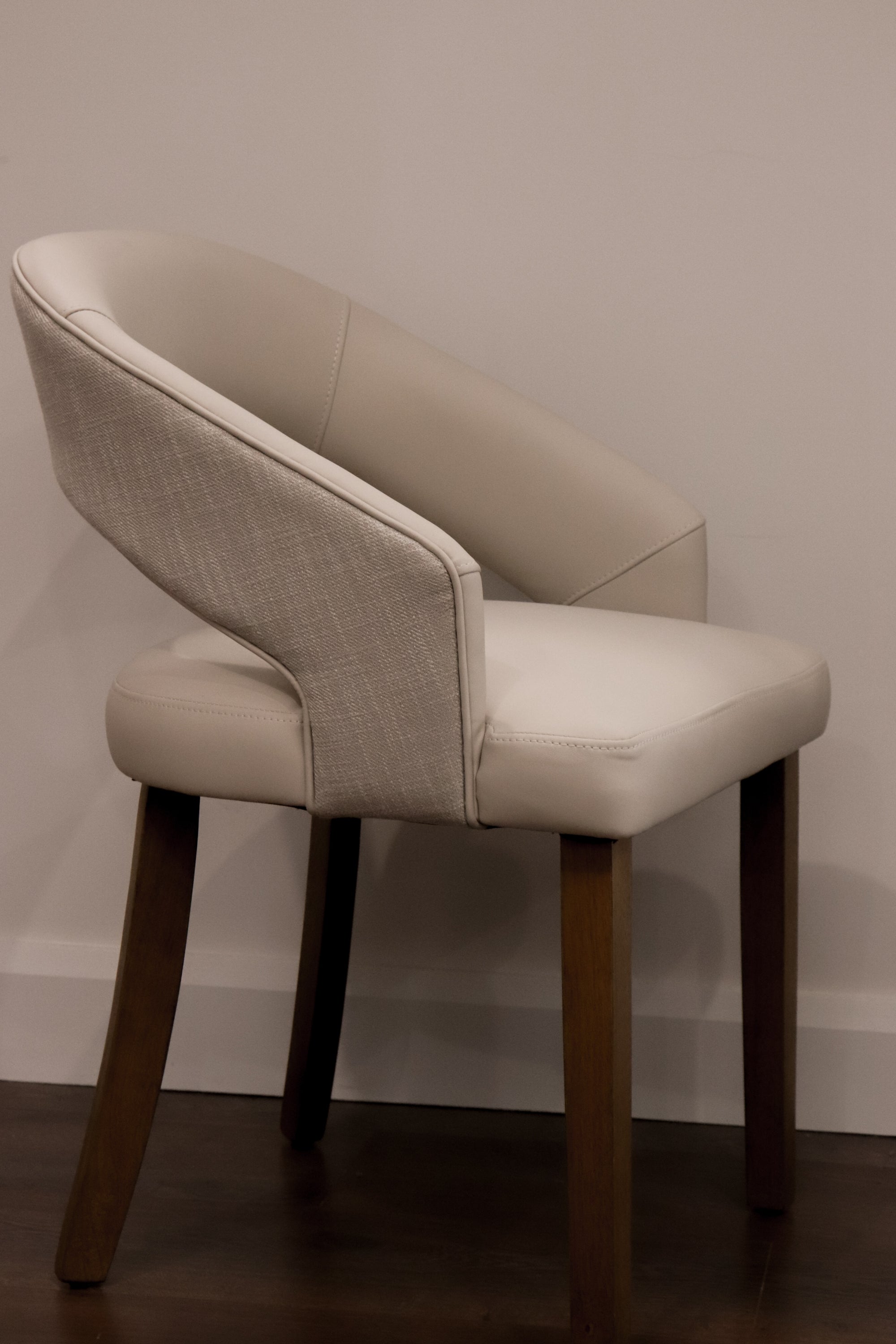 Willow Dining Chair - Linen Neutral Fabric/ Taupe Leather