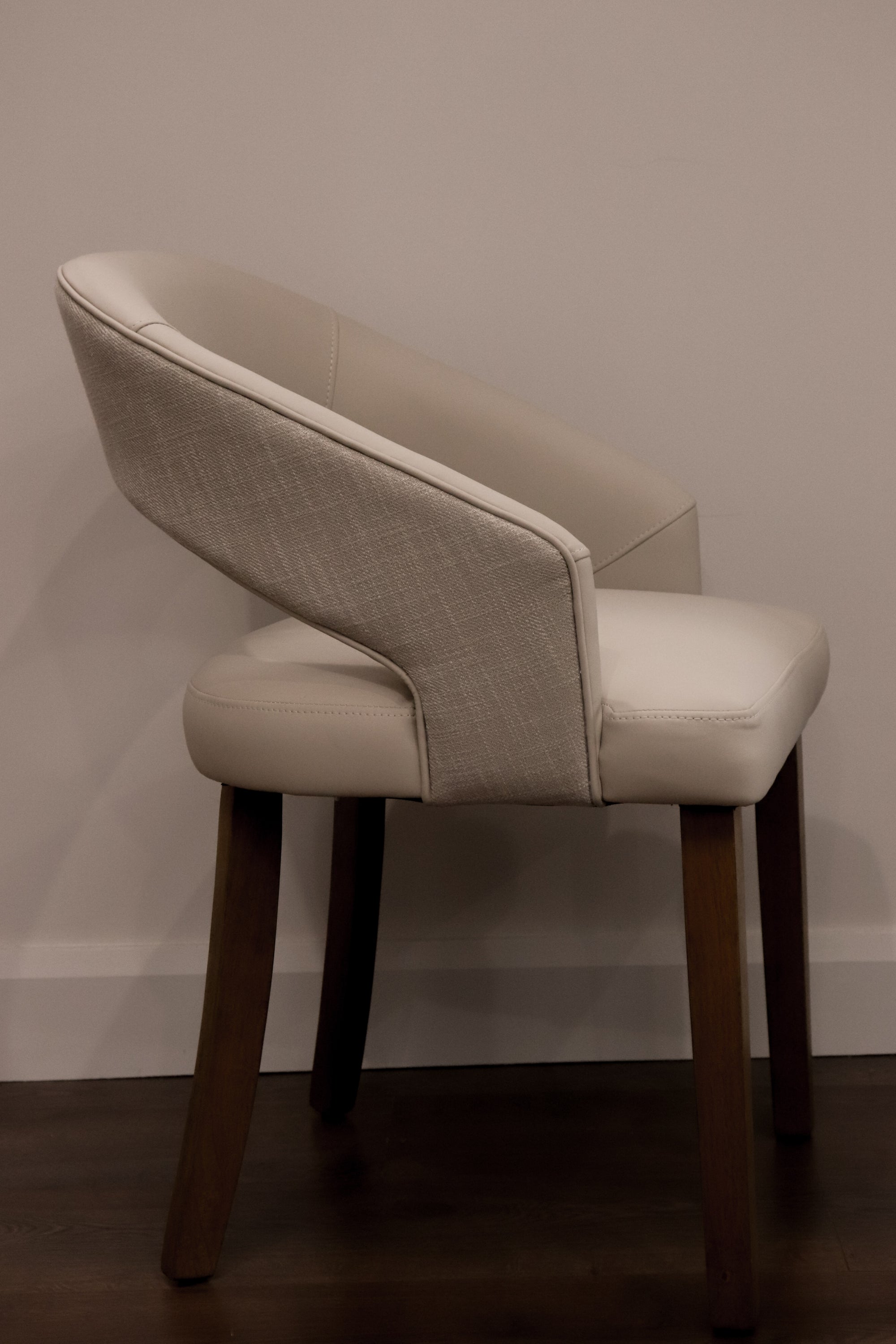 Willow Dining Chair - Linen Neutral Fabric/ Taupe Leather