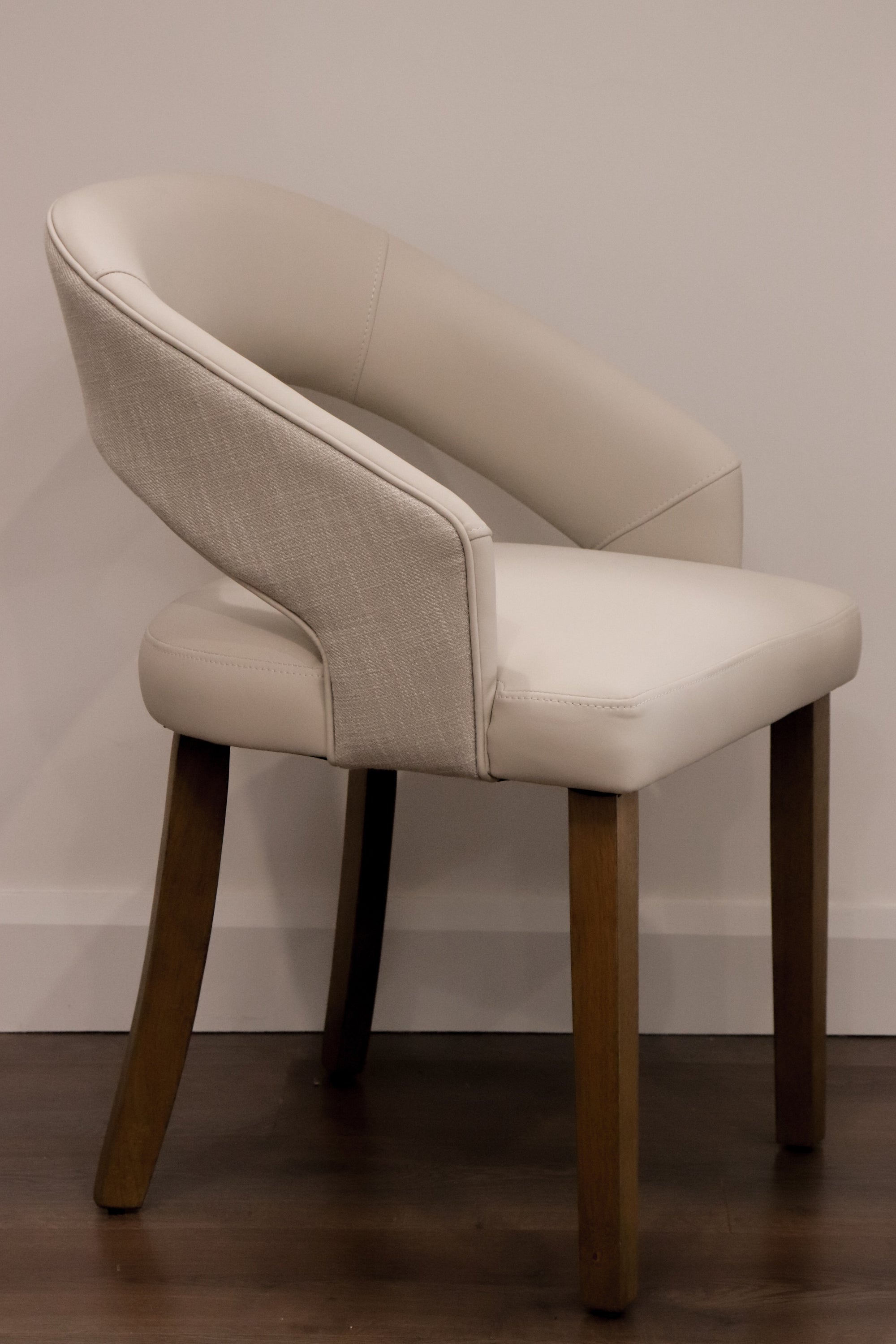 Willow Dining Chair - Linen Neutral Fabric/ Taupe Leather