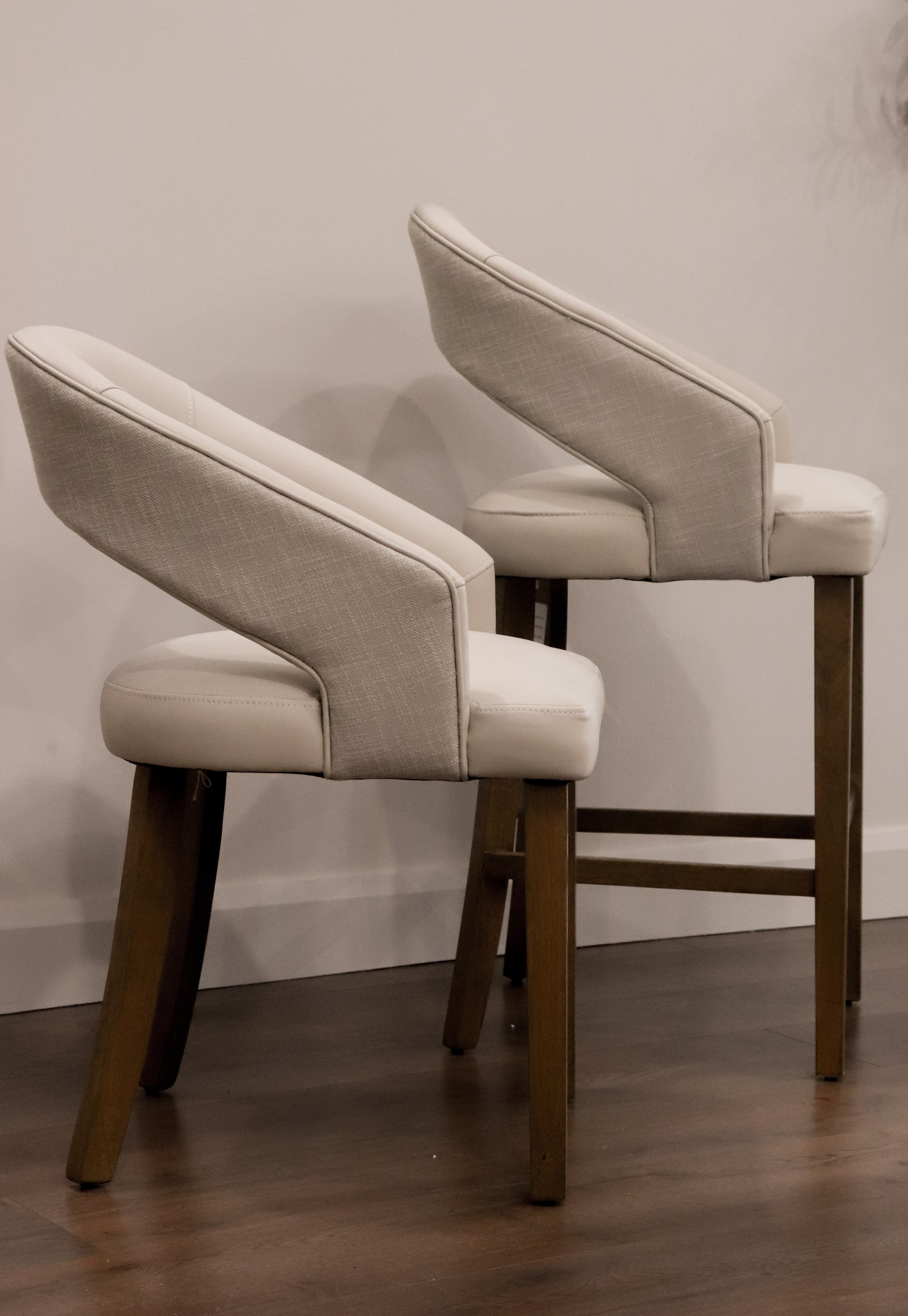 Willow Barstool - Linen Neutral Fabric/ Taupe Leather