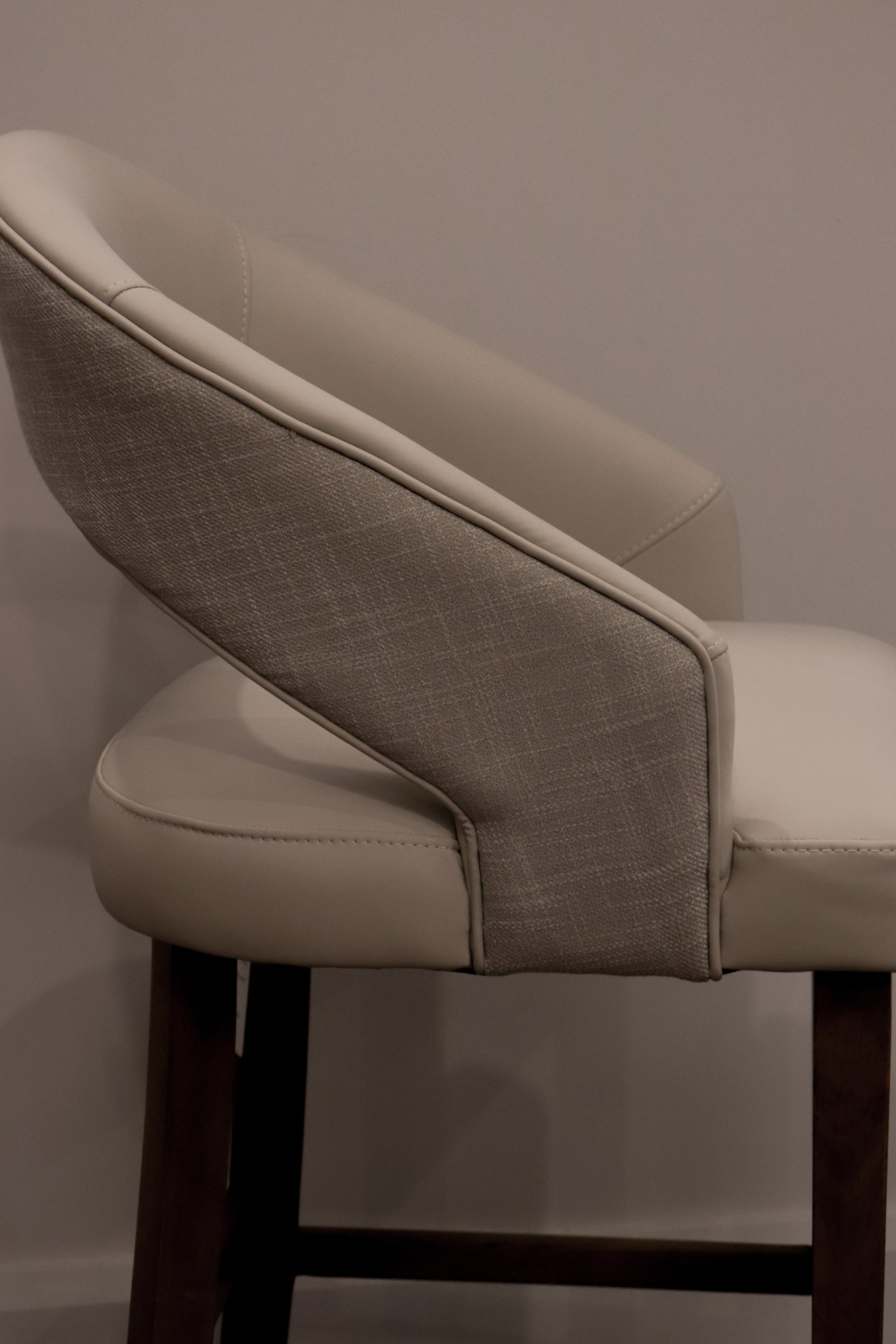 Willow Dining Chair - Linen Neutral Fabric/ Taupe Leather