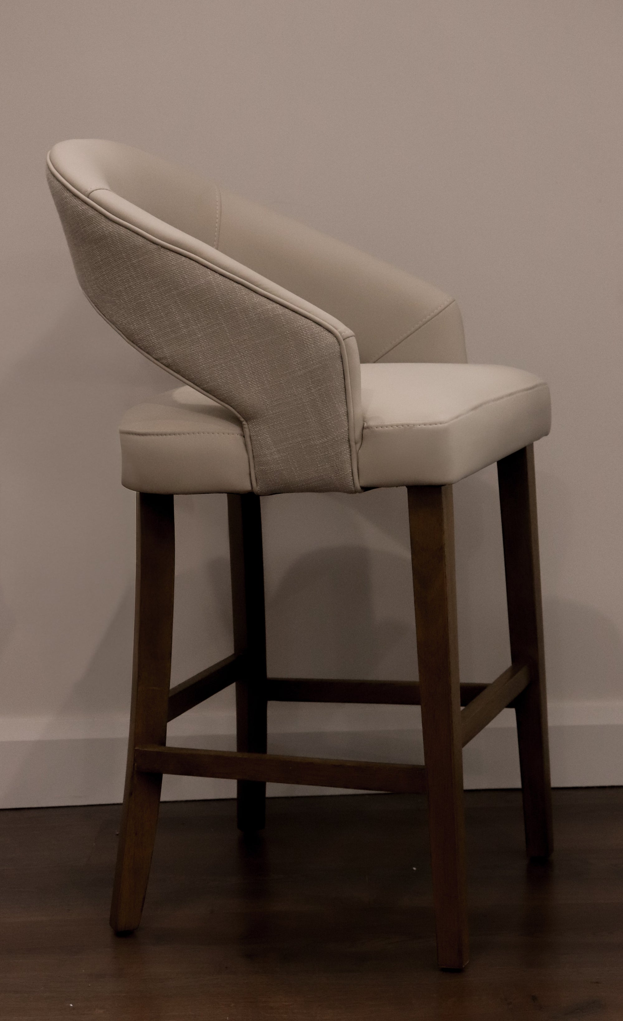 Willow Barstool - Linen Neutral Fabric/ Taupe Leather