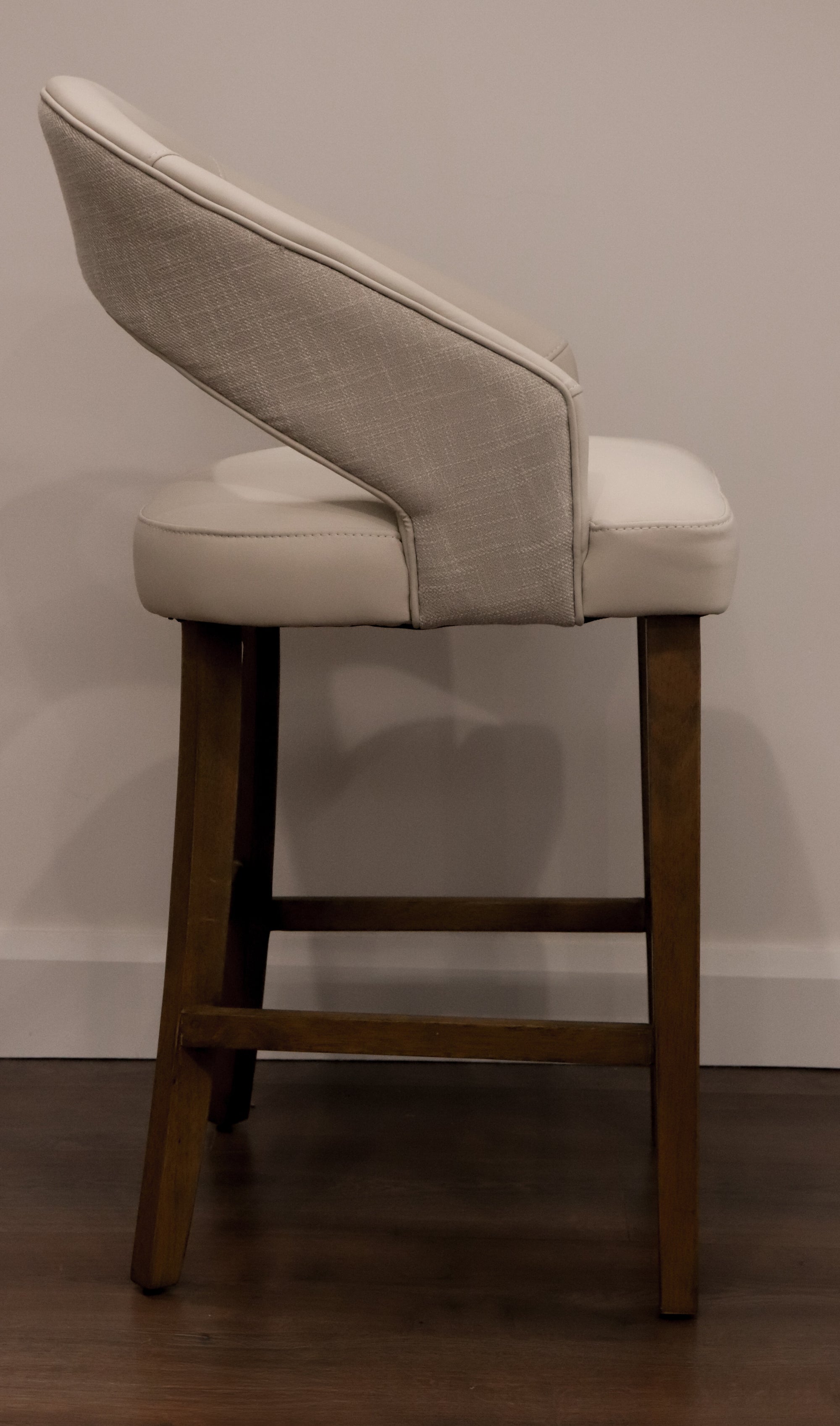 Willow Barstool - Linen Neutral Fabric/ Taupe Leather