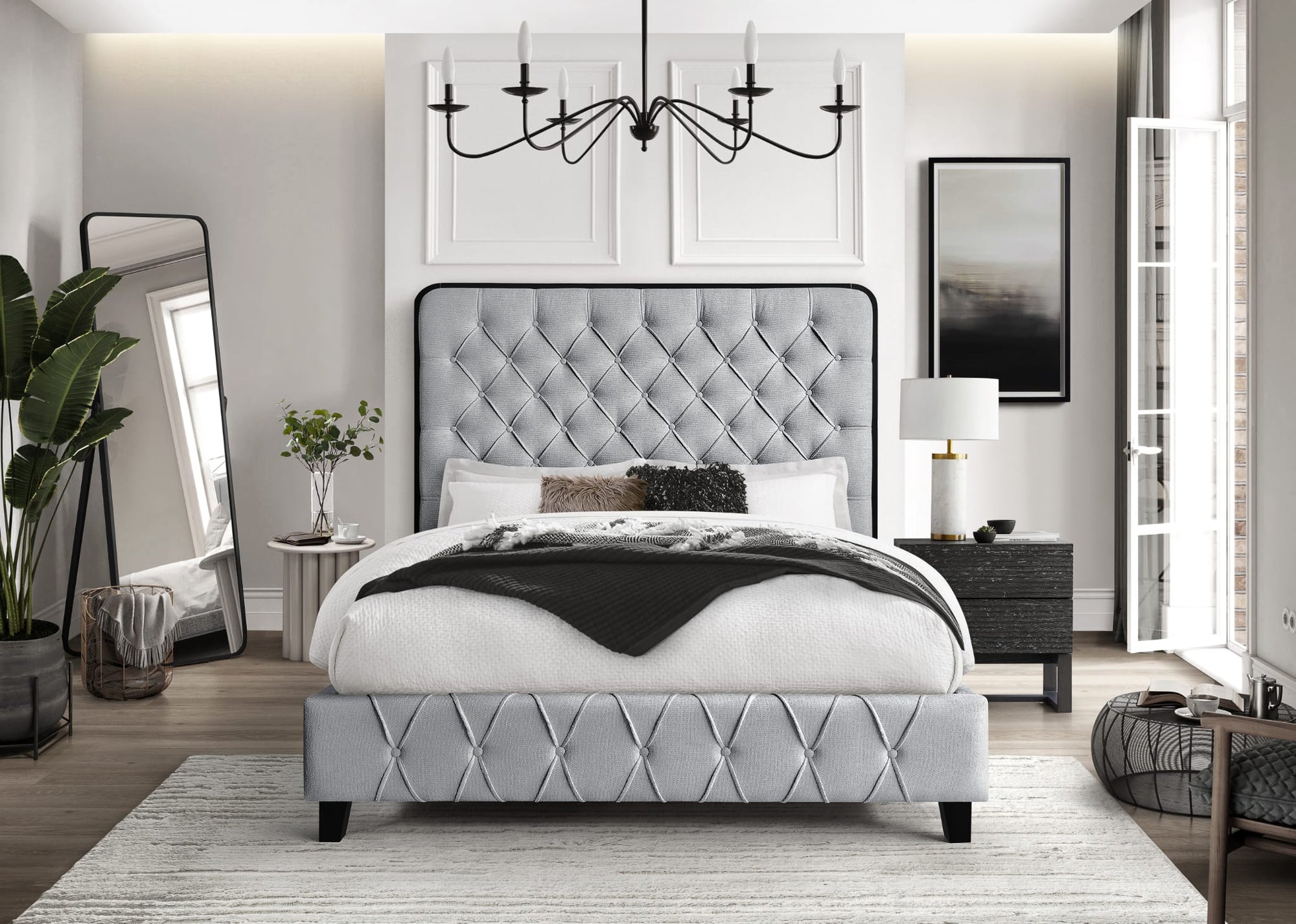 Kyden  Bed Super King- Grey Fabric