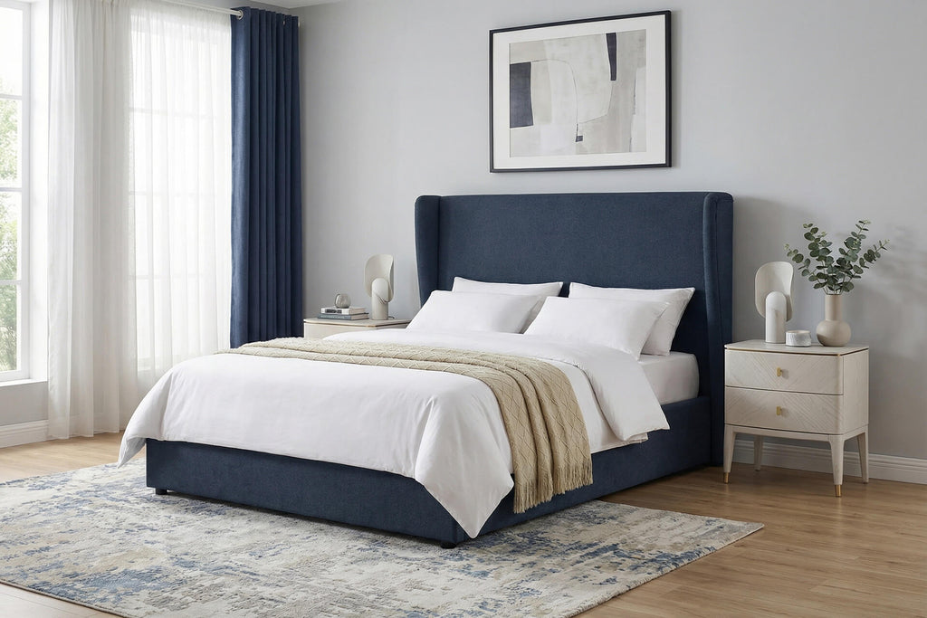 Marbella Double  OTTOMAN BED FRAME - Navy