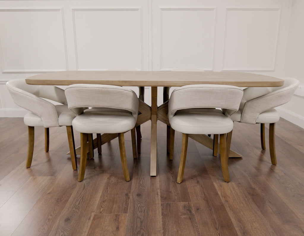 Ashley 1.8 m Table + 6 Willow Cream Chairs